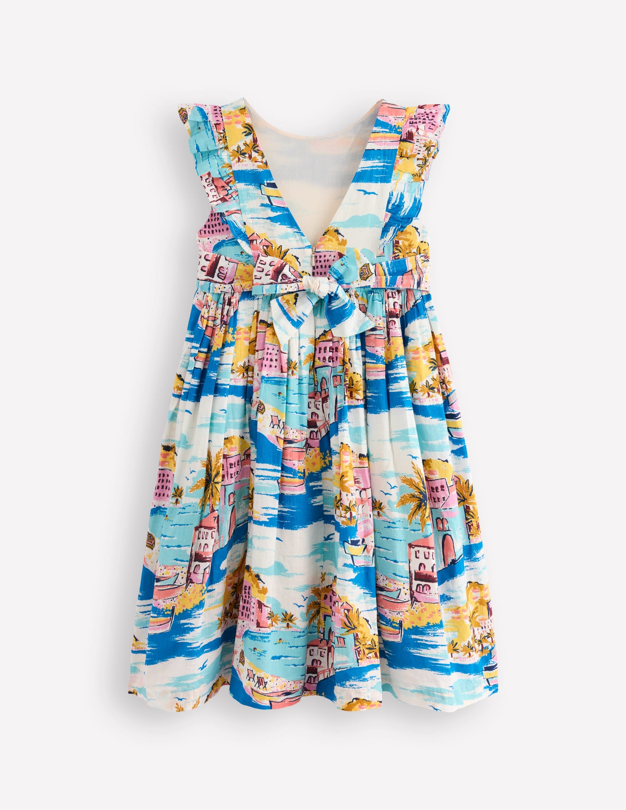 Bow Back Midi Dress-Multi Coastal Scene - Image 2