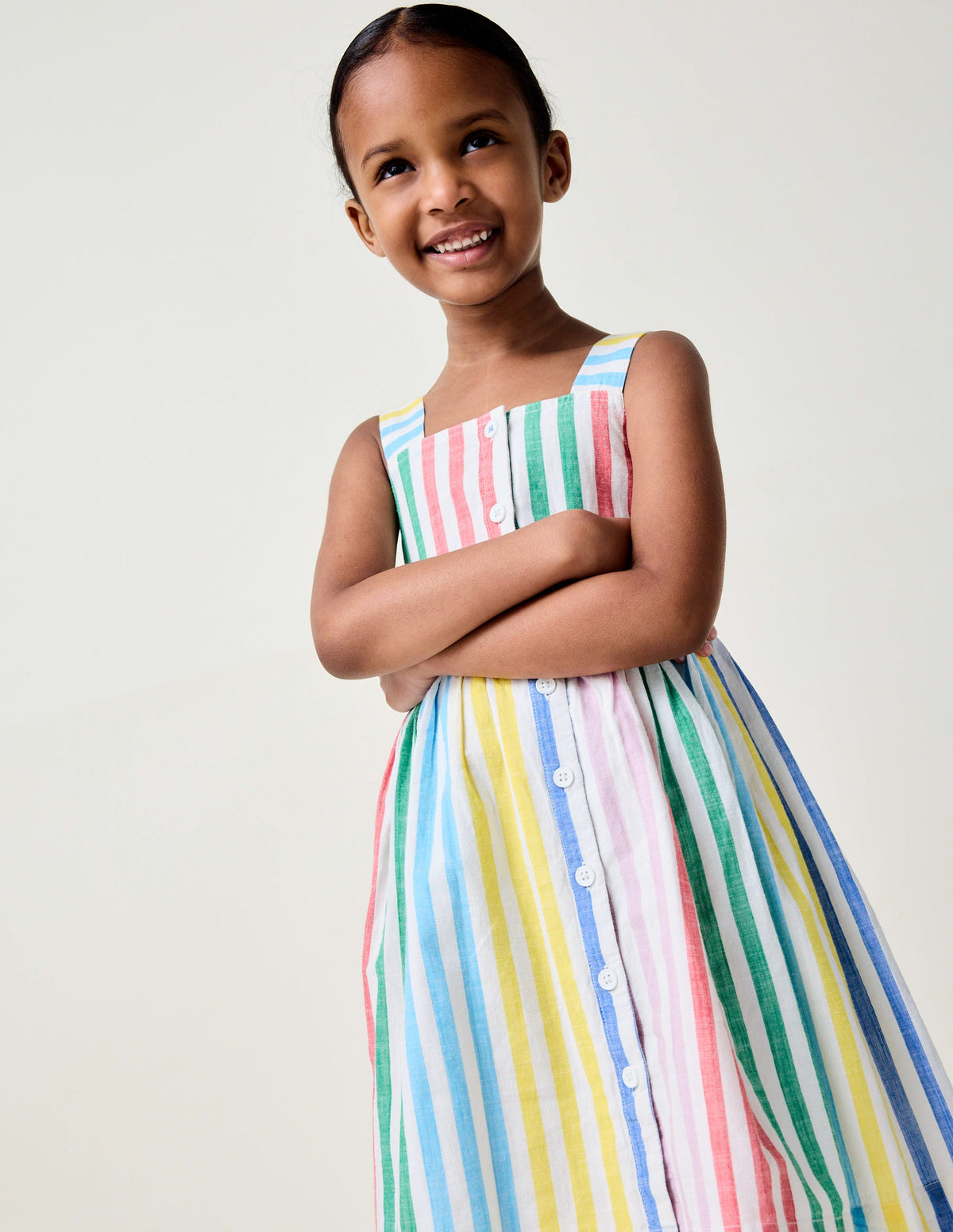 Remy Button Through Dress-Multi Stripe - Image 1
