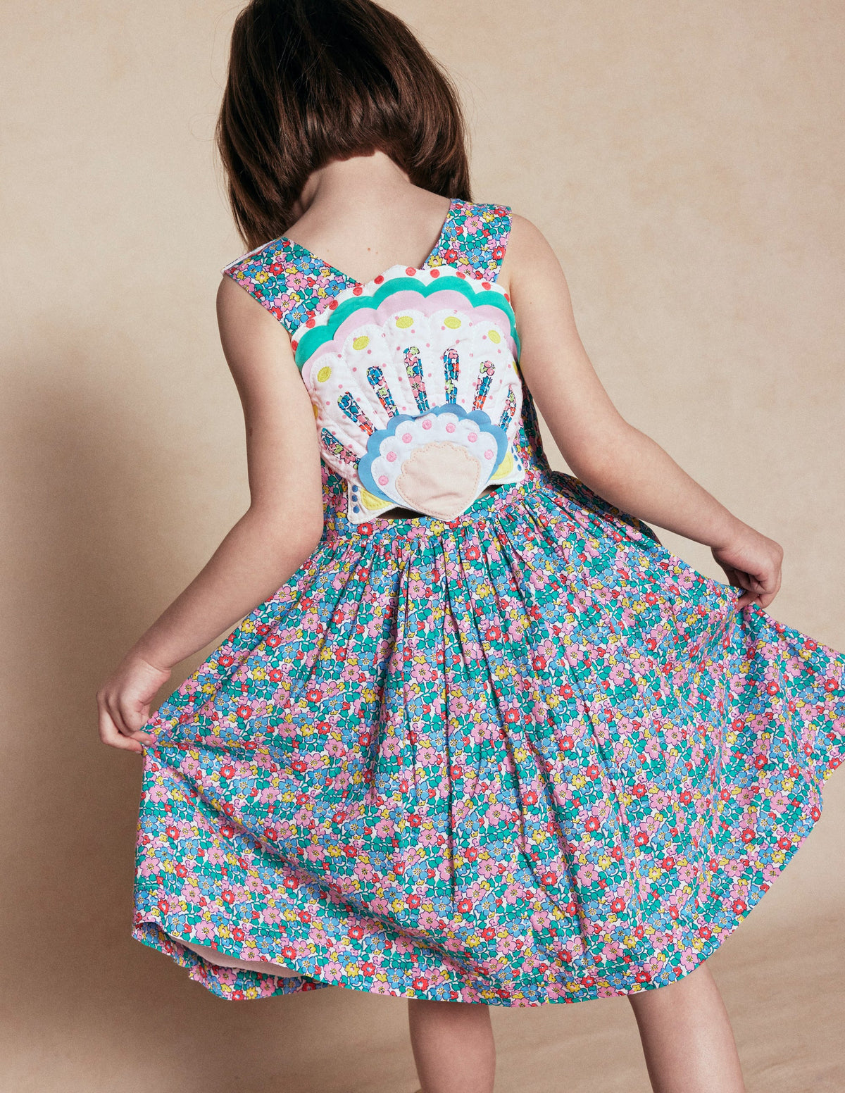 Zadie Applique Back Dress-Multi Flowerbed Shell - Image 4