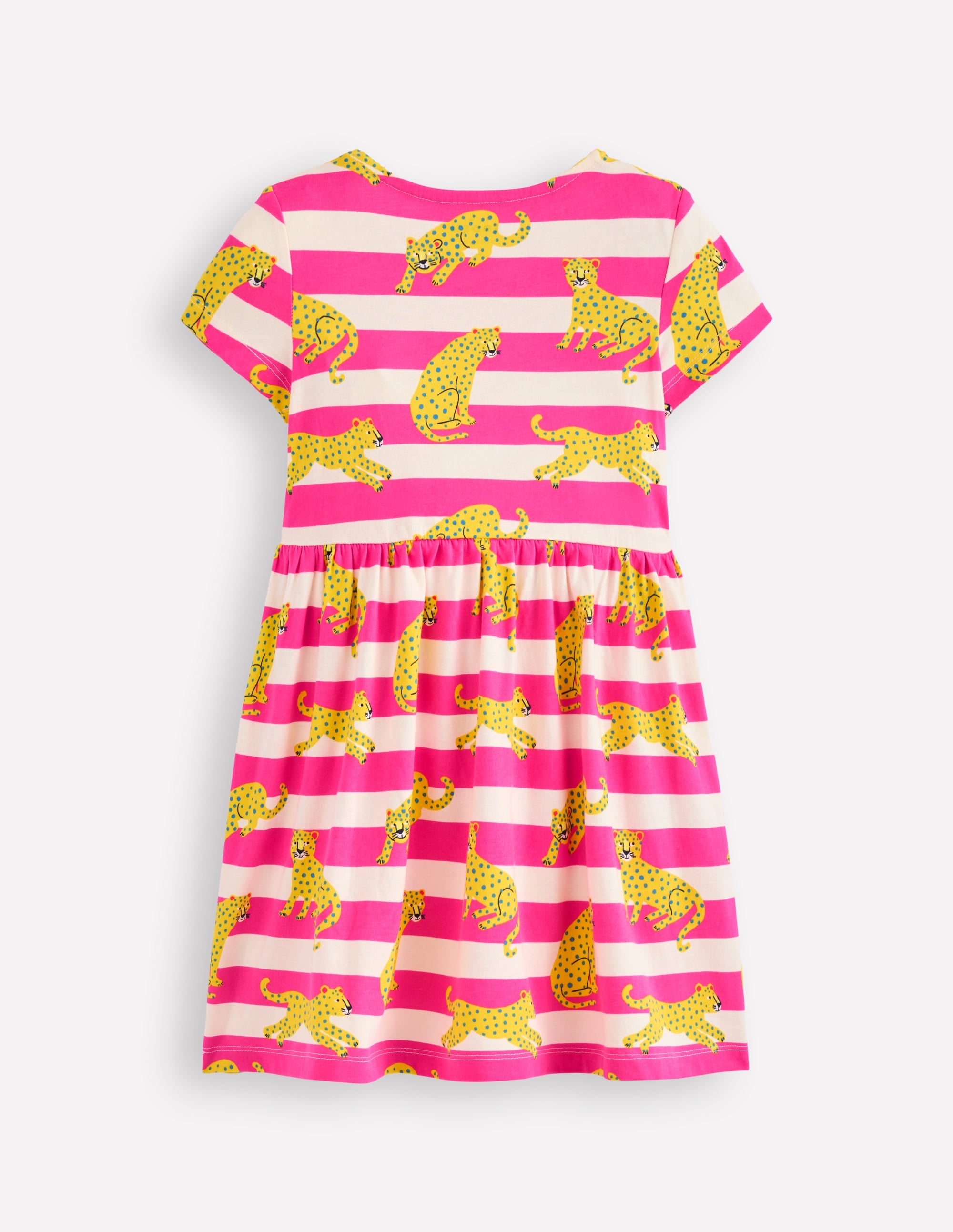 Heart Pocket Fun Jersey Dress-Raspberry Pink Leopard Stripe - Image 2