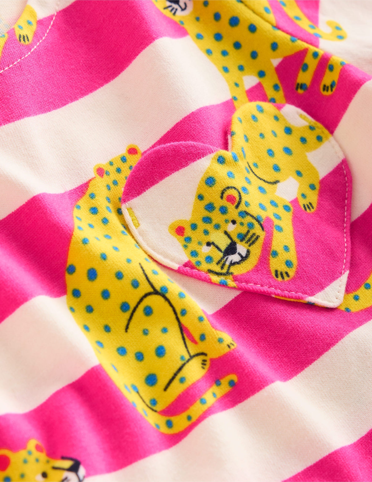 Heart Pocket Fun Jersey Dress-Raspberry Pink Leopard Stripe - Image 3