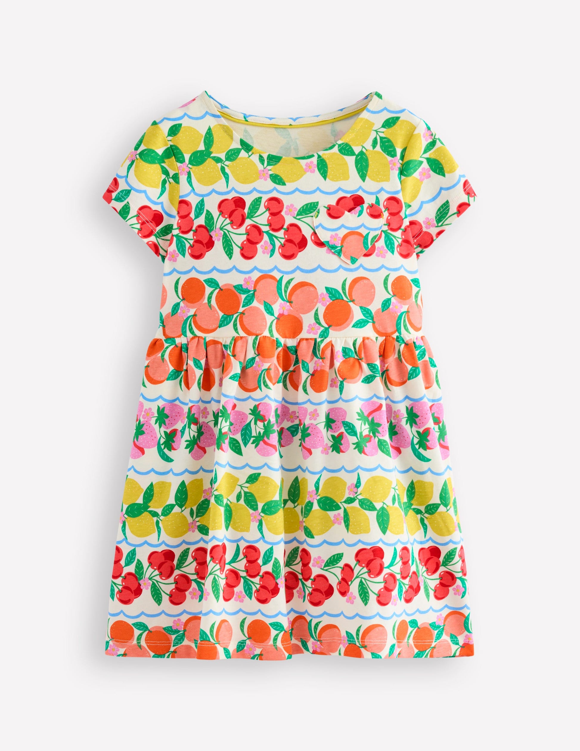 Heart Pocket Fun Jersey Dress-Rainbow Fruit Stripe | Boden UK Heart Pocket Fun Jersey Dress-Rainbow Fruit Stripe | Boden UK