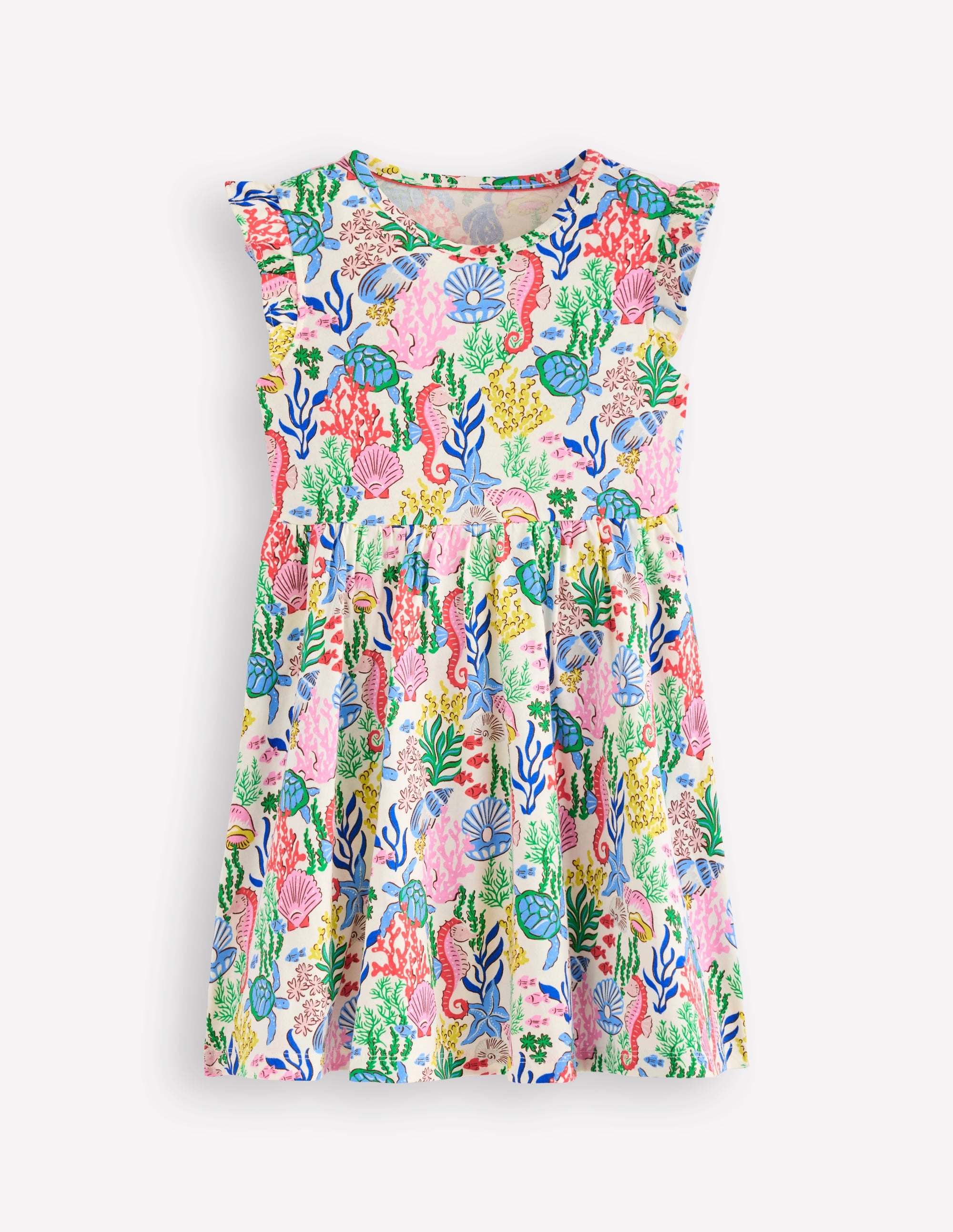 Posie Frill Sleeve Dress-Multi Coral Cove - Image 1