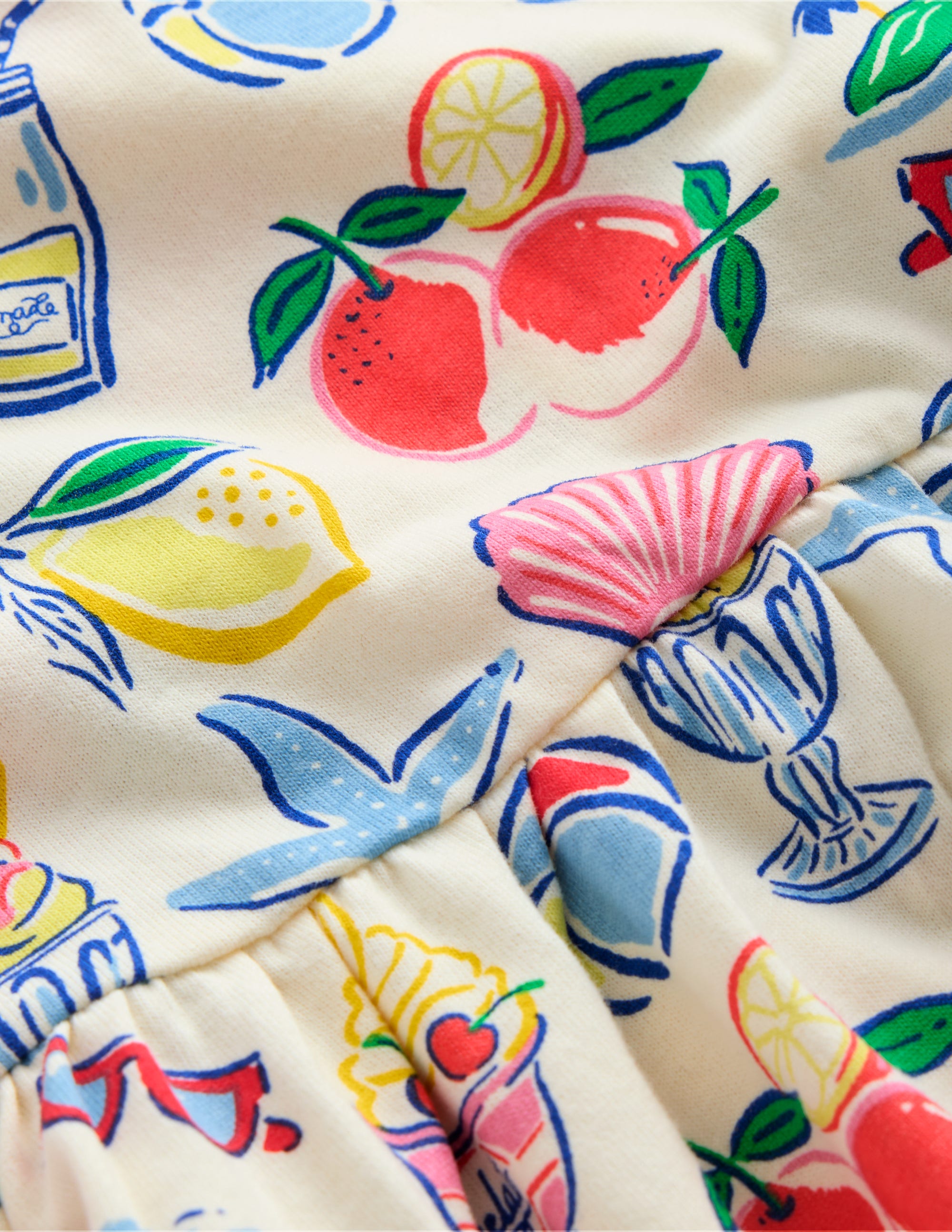 Posie Frill Sleeve Dress-Ivory Holiday Print - Image 3