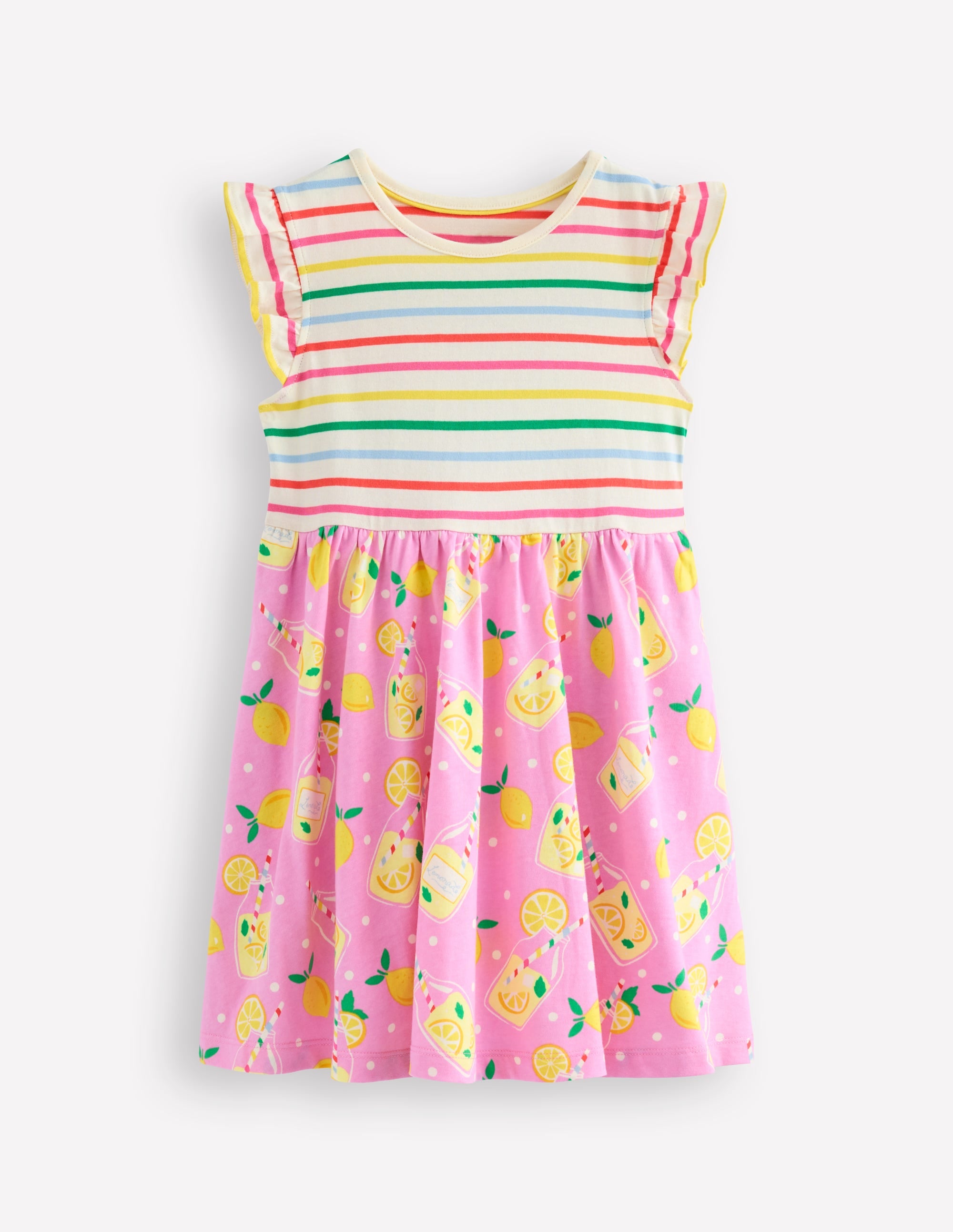 Posie Frill Sleeve Dress-Chalk Pink Lemonade - Image 2
