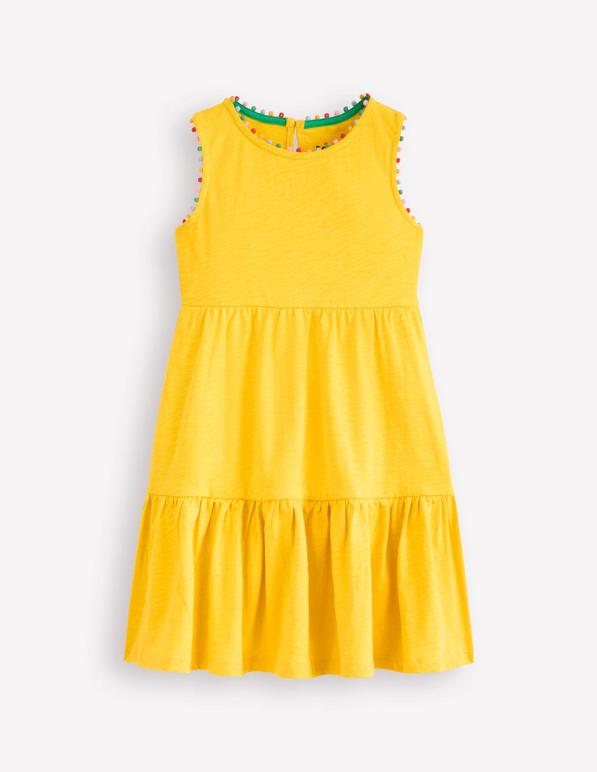 Ali Pom Trim Jersey Dress-Pineapple Yellow - Image 1