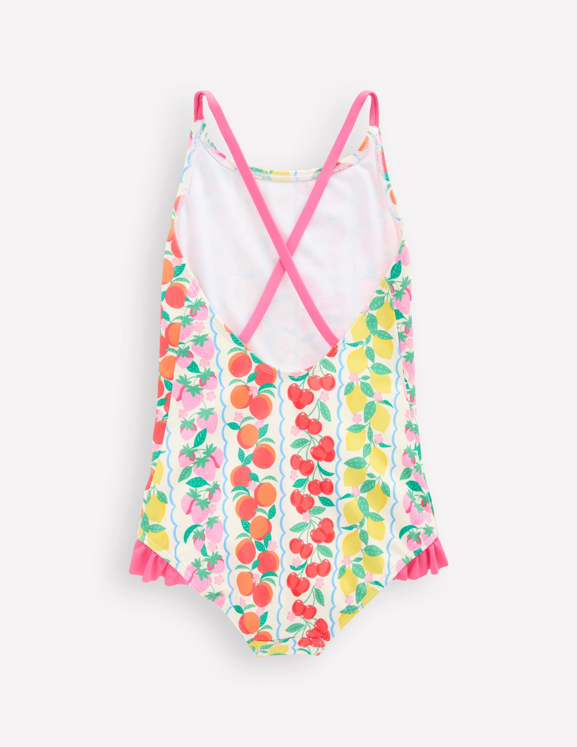 Pretty Cross-Back Swimsuit-Rainbow Fruit Stripe - Image 2