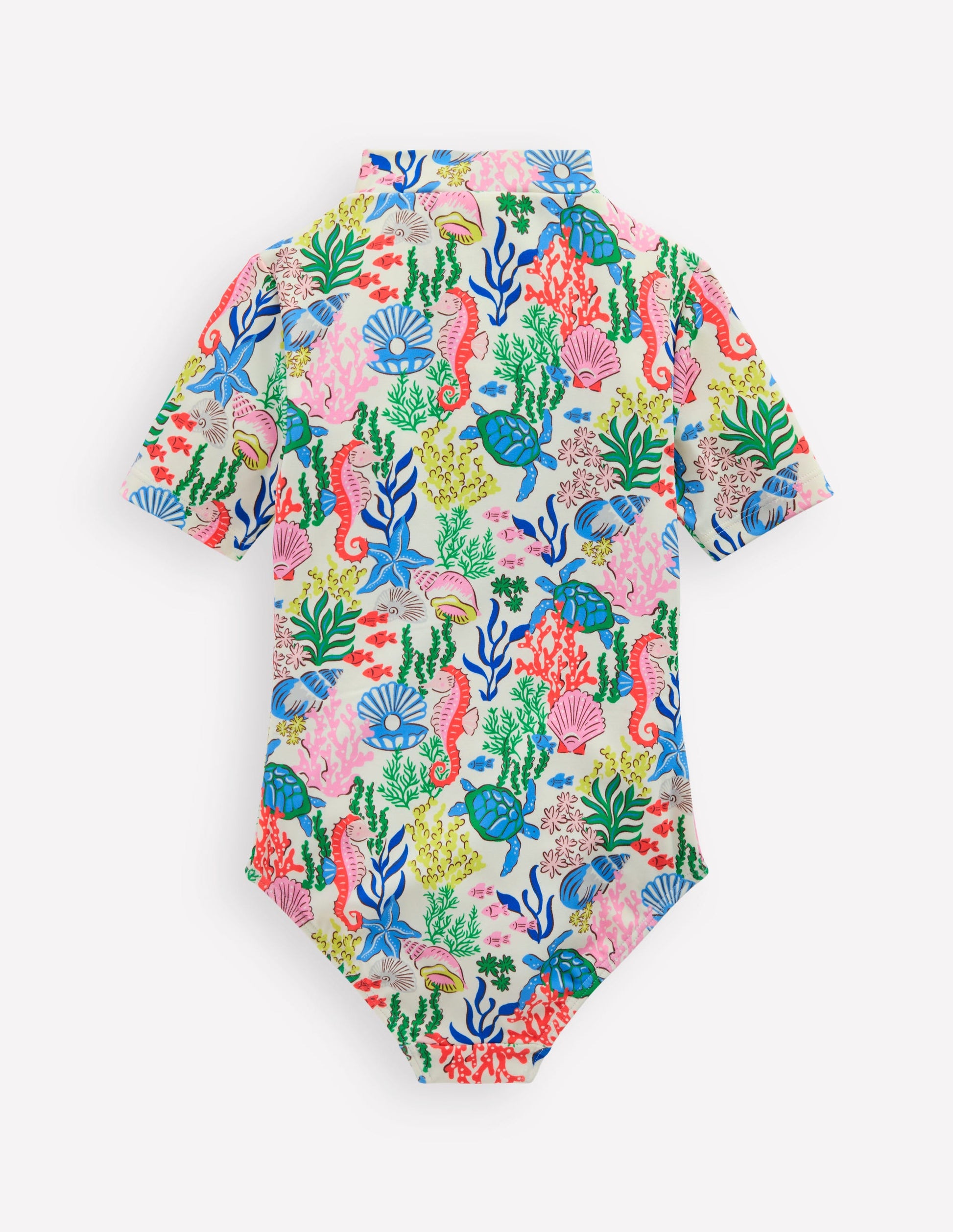 Short Sleeve Swimsuit-Multi Coral Cove-2