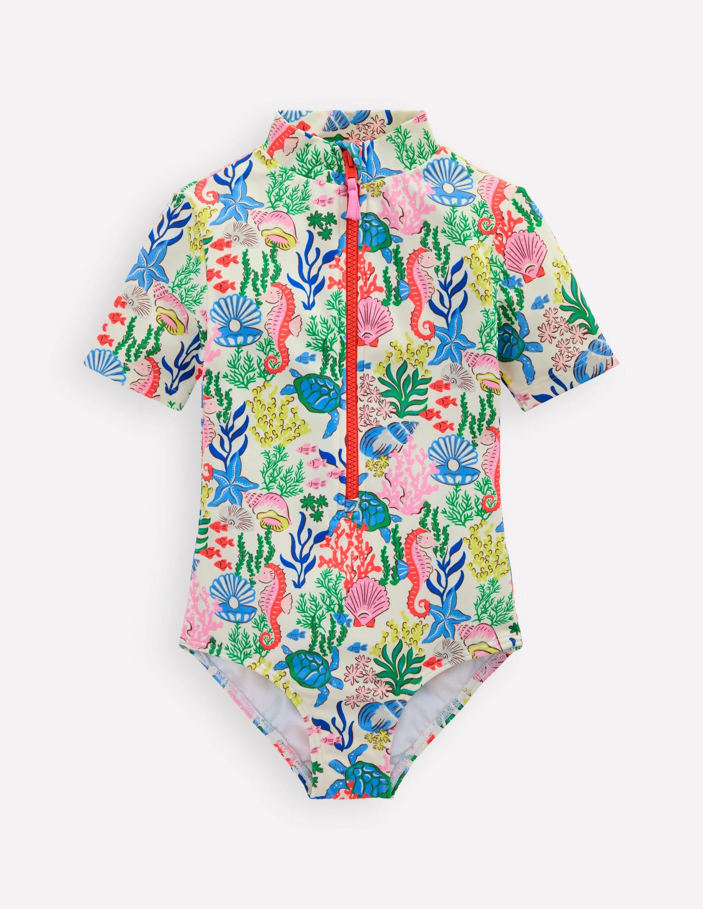 Short Sleeve Swimsuit-Multi Coral Cove
