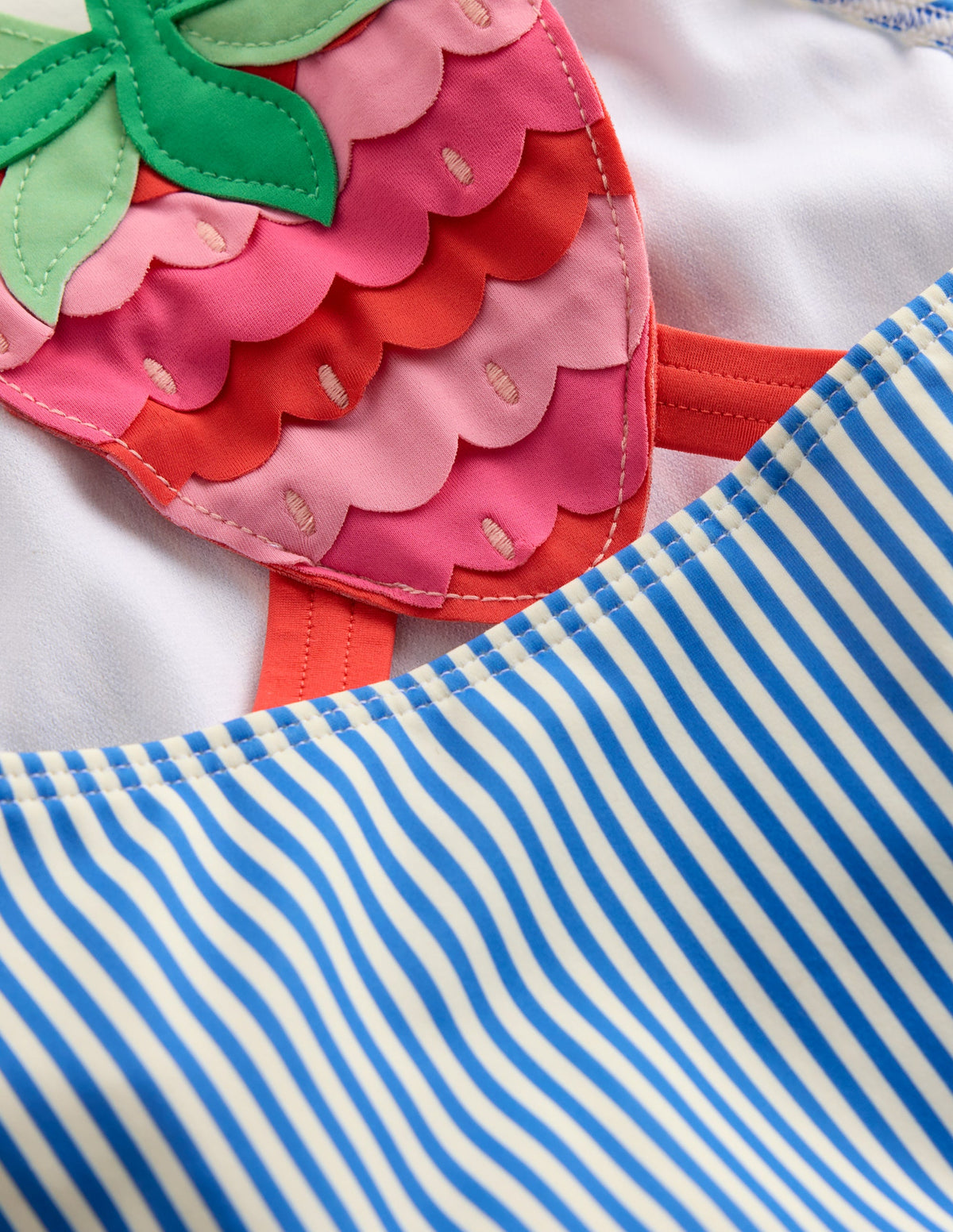 Applique Back Swimsuit-Blue Strawberry - Image 3