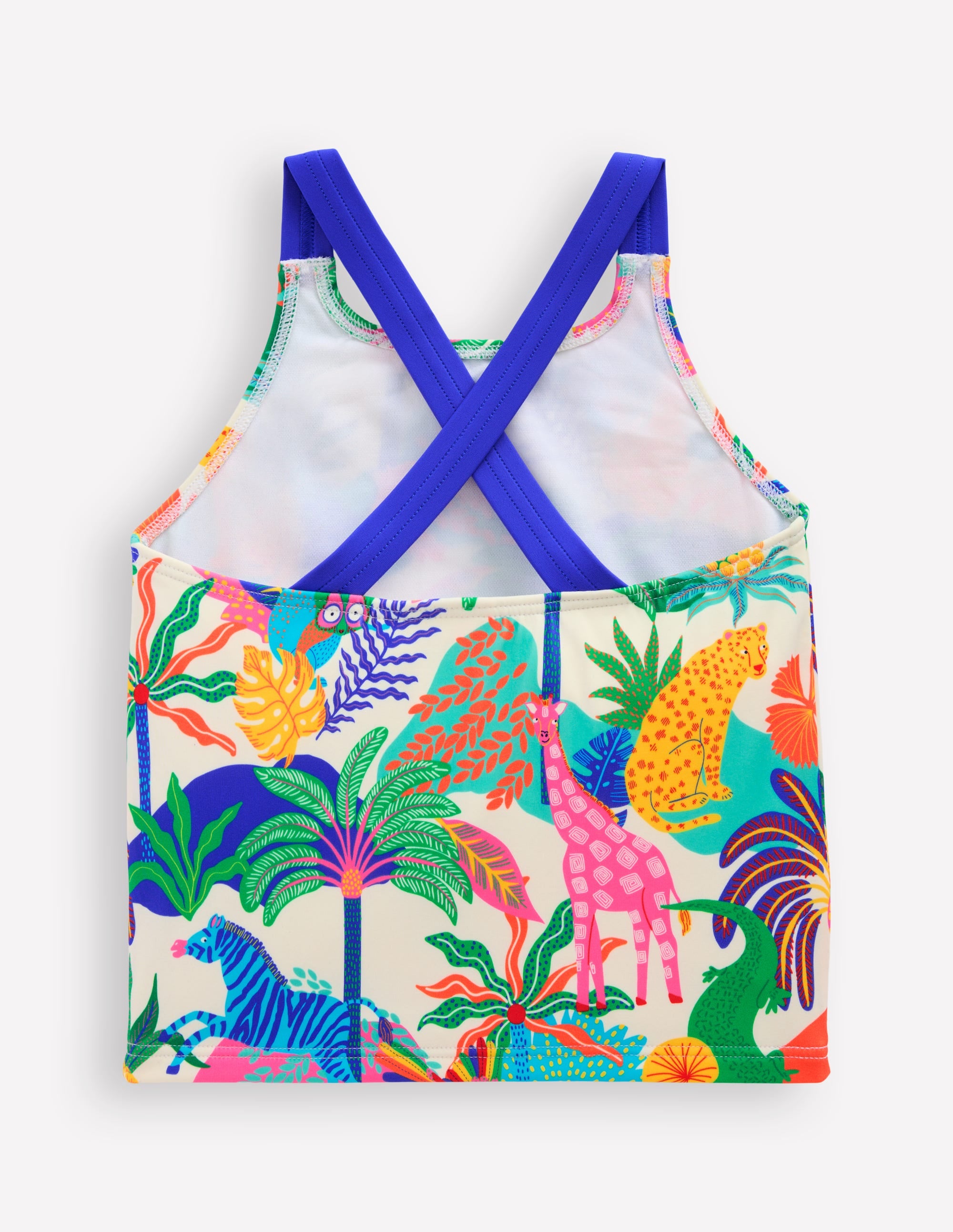Cross-back Tankini Top-Soft Ivory Multi Jungle - Image 2