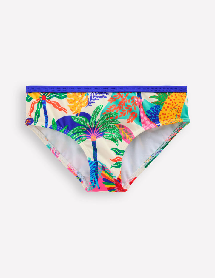 Patterned Bikini Bottoms-Soft Ivory Multi Jungle