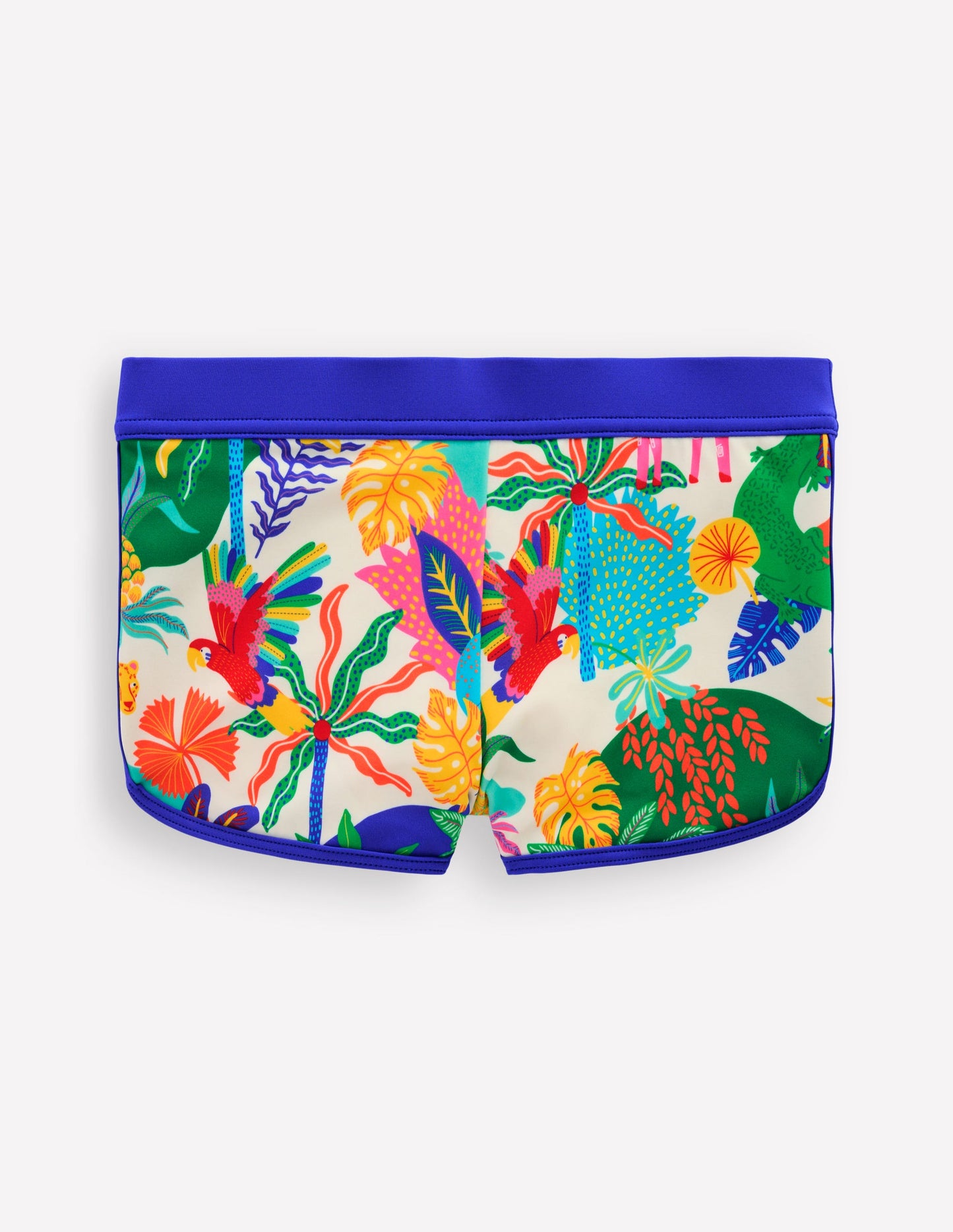 Patterned Swim Shorts-Soft Ivory Multi Jungle