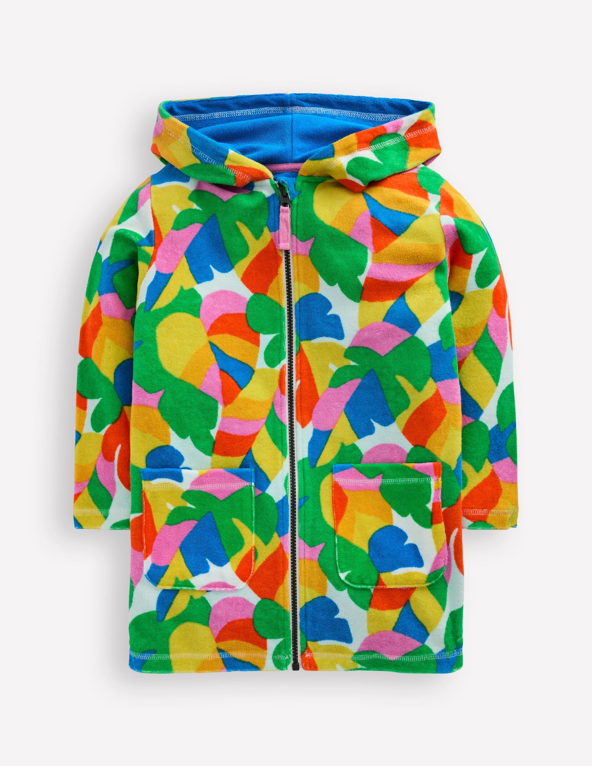 Romie Towelling Zip Throw-On-Multi Abstract Palm - Image 1