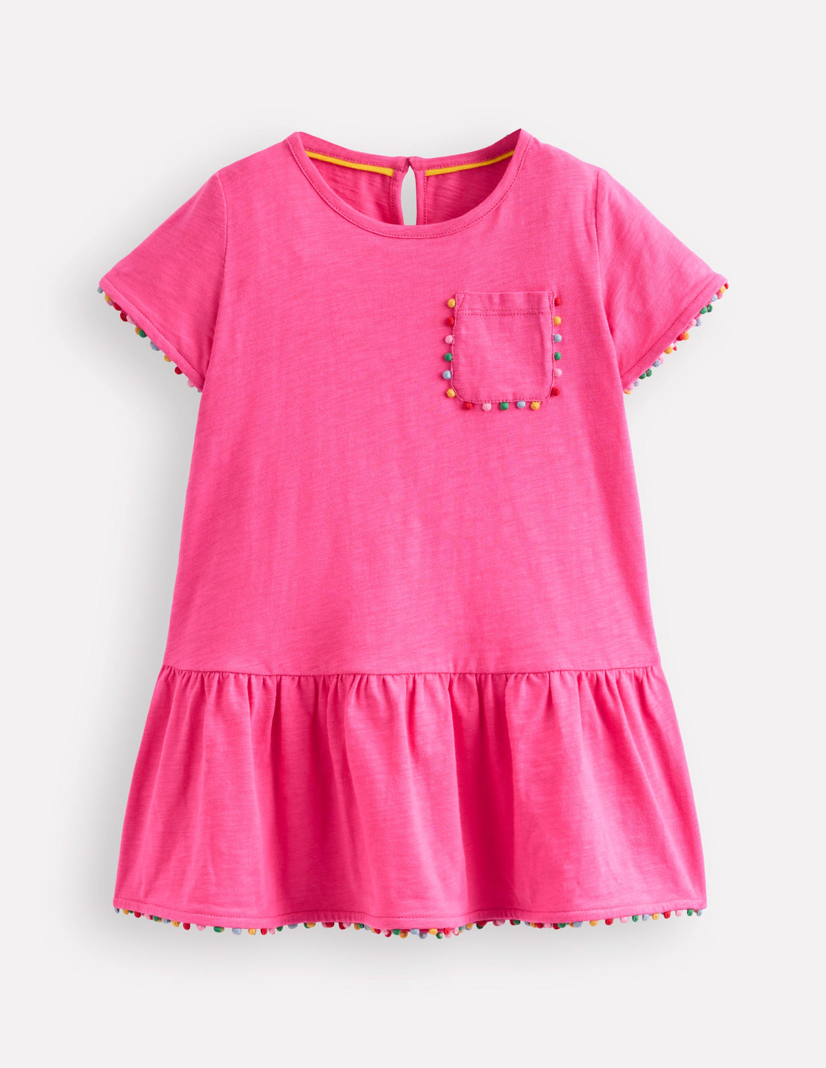 Dropped Waist Pom Tunic-Flamingo Pink-1
