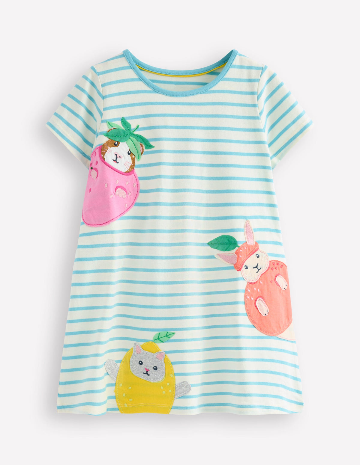 Short Sleeve Applique Tunic-Caribbean Blue Animals - Image 1