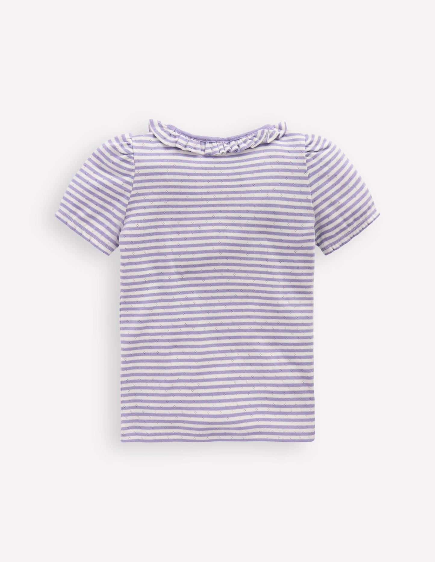 Short-sleeved Ruffle Pointelle-Misty Lavender/Soft Ivory