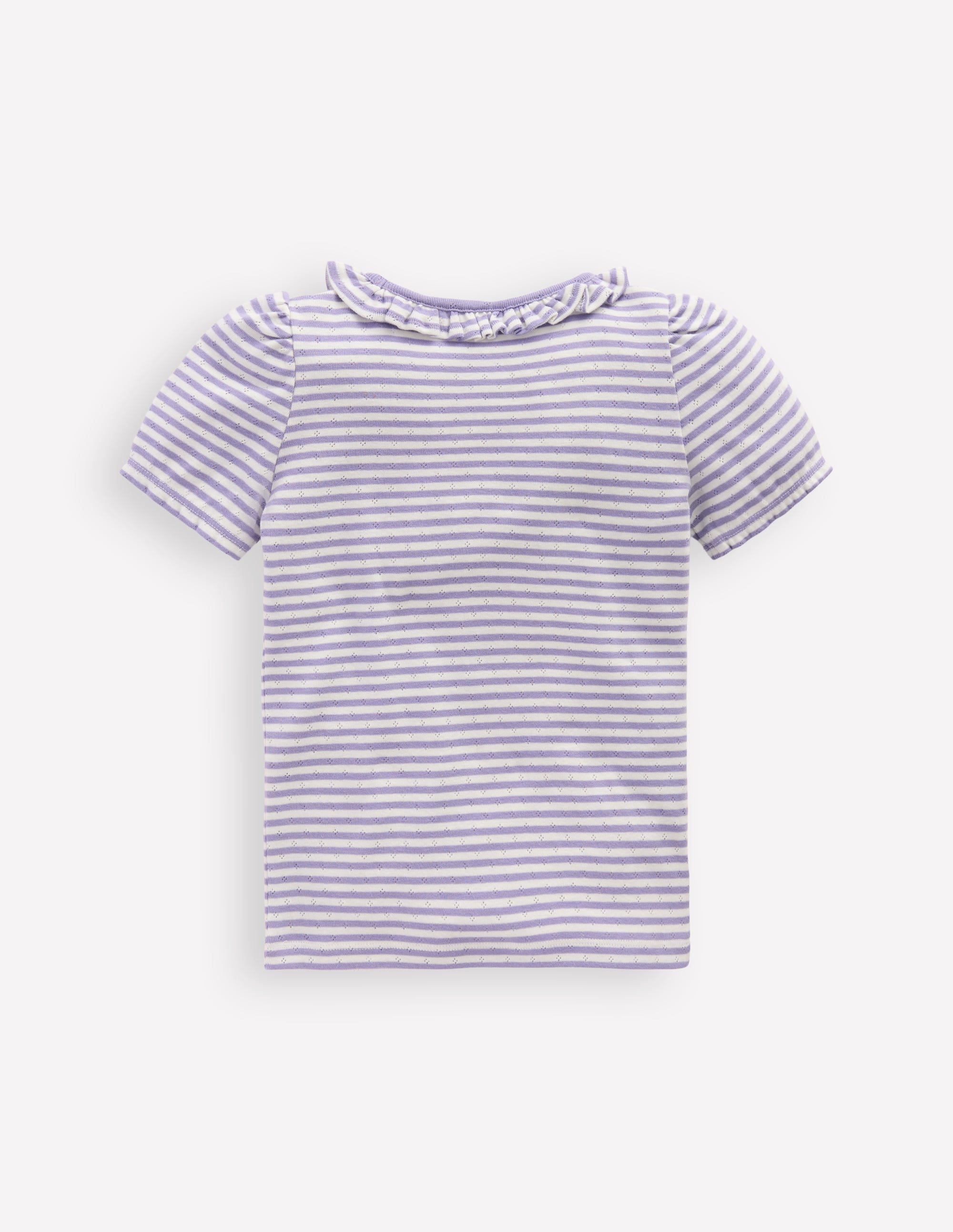 Short-sleeved Ruffle Pointelle-Misty Lavender/Soft Ivory - Image 2