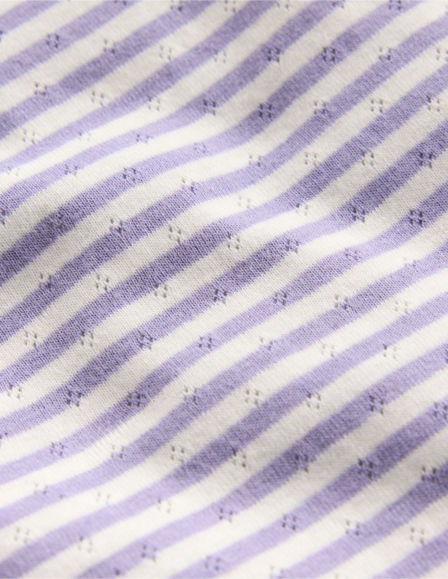 Short-sleeved Ruffle Pointelle-Misty Lavender/Soft Ivory