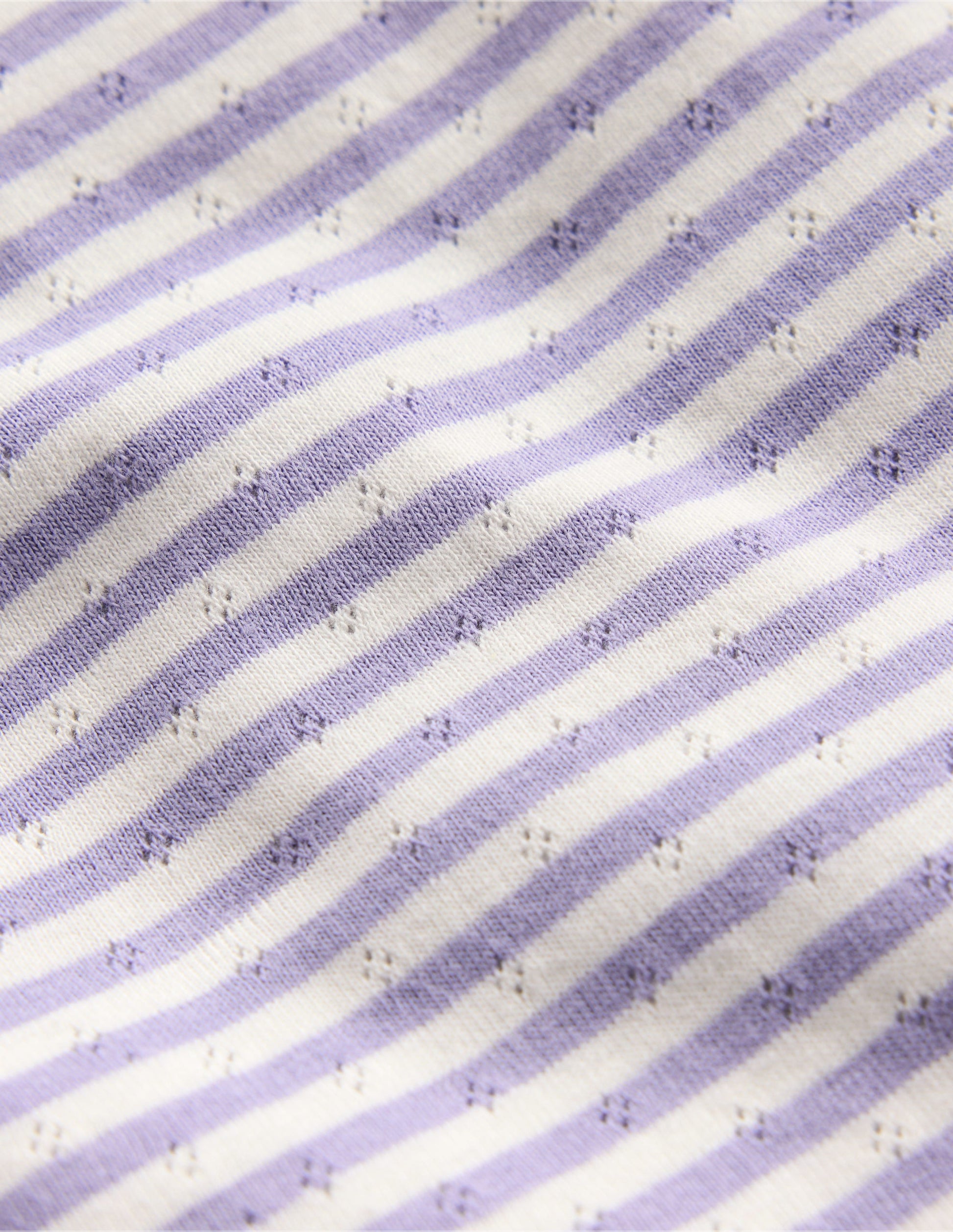 Short-sleeved Ruffle Pointelle-Misty Lavender/Soft Ivory-3