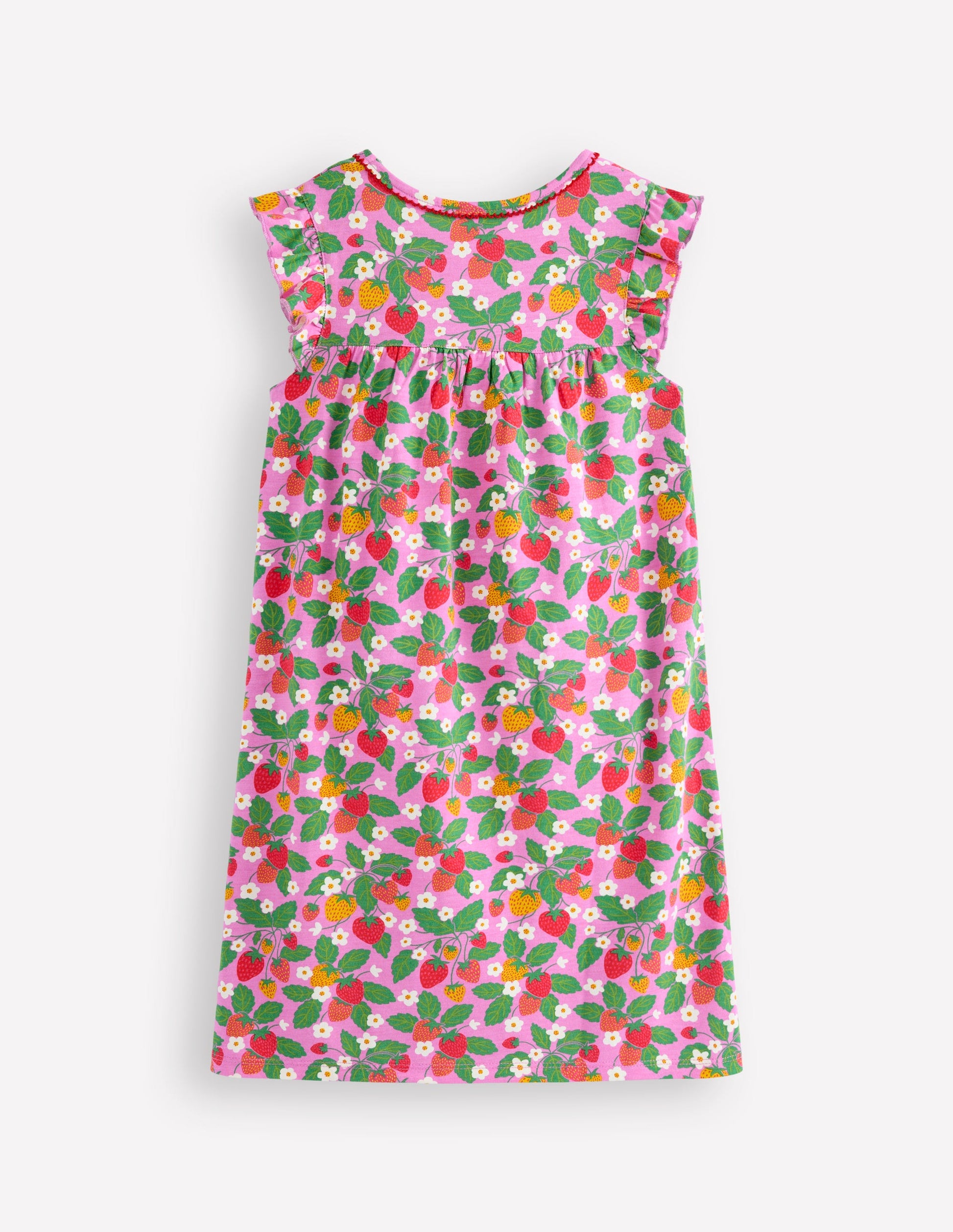 Short Sleeve Nightie-Cosmos Pink Strawberry Patch-2