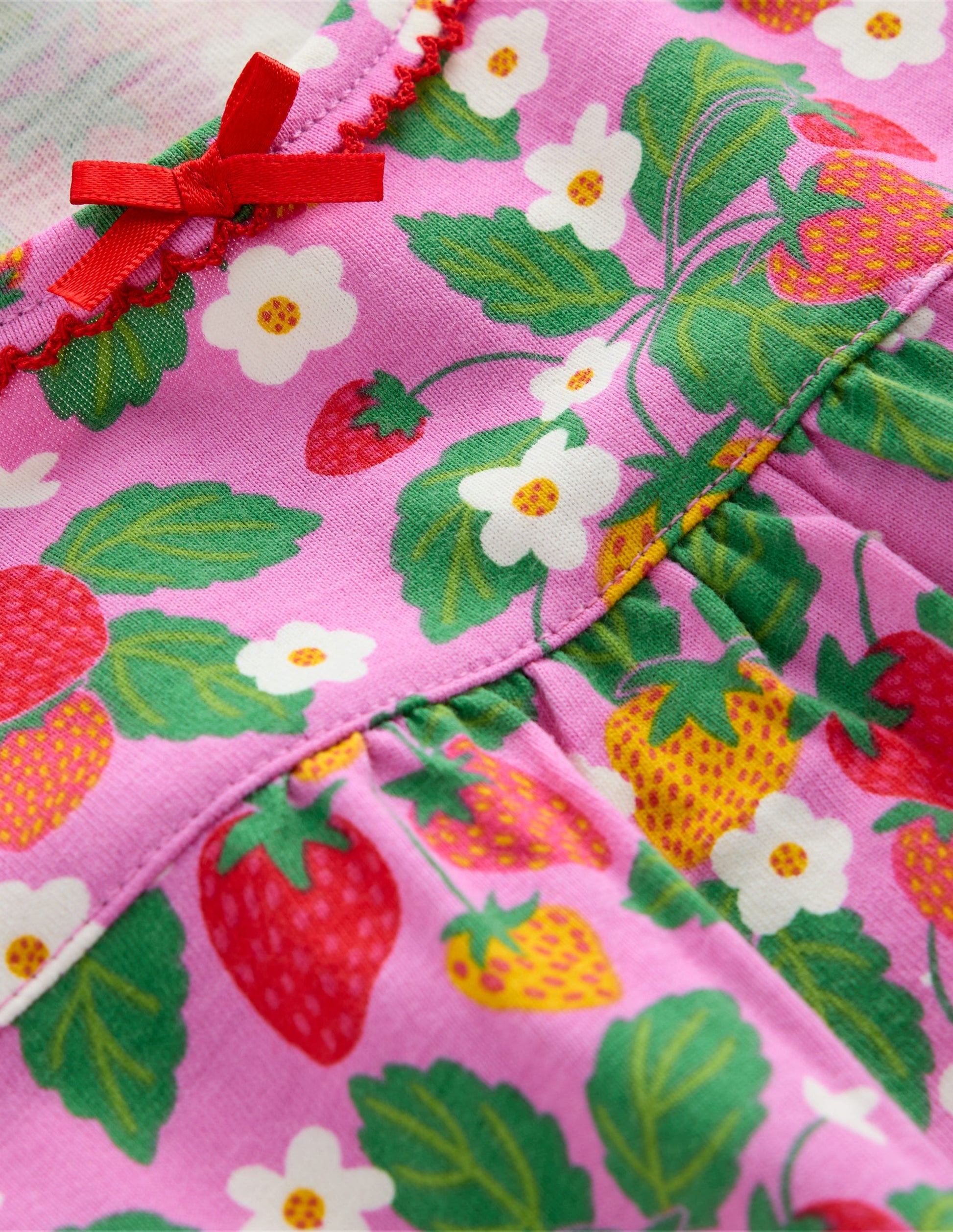 Short Sleeve Nightie-Cosmos Pink Strawberry Patch-3