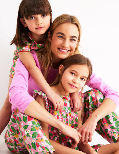 Short Sleeve Nightie-Cosmos Pink Strawberry Patch-4