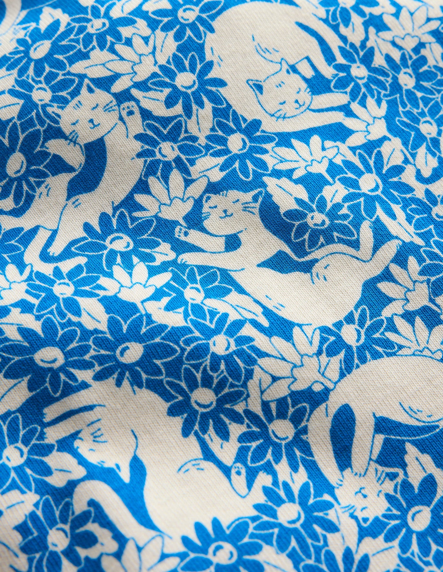 Snug Short John Pyjamas-Kingfisher Blue Kitten Meadow