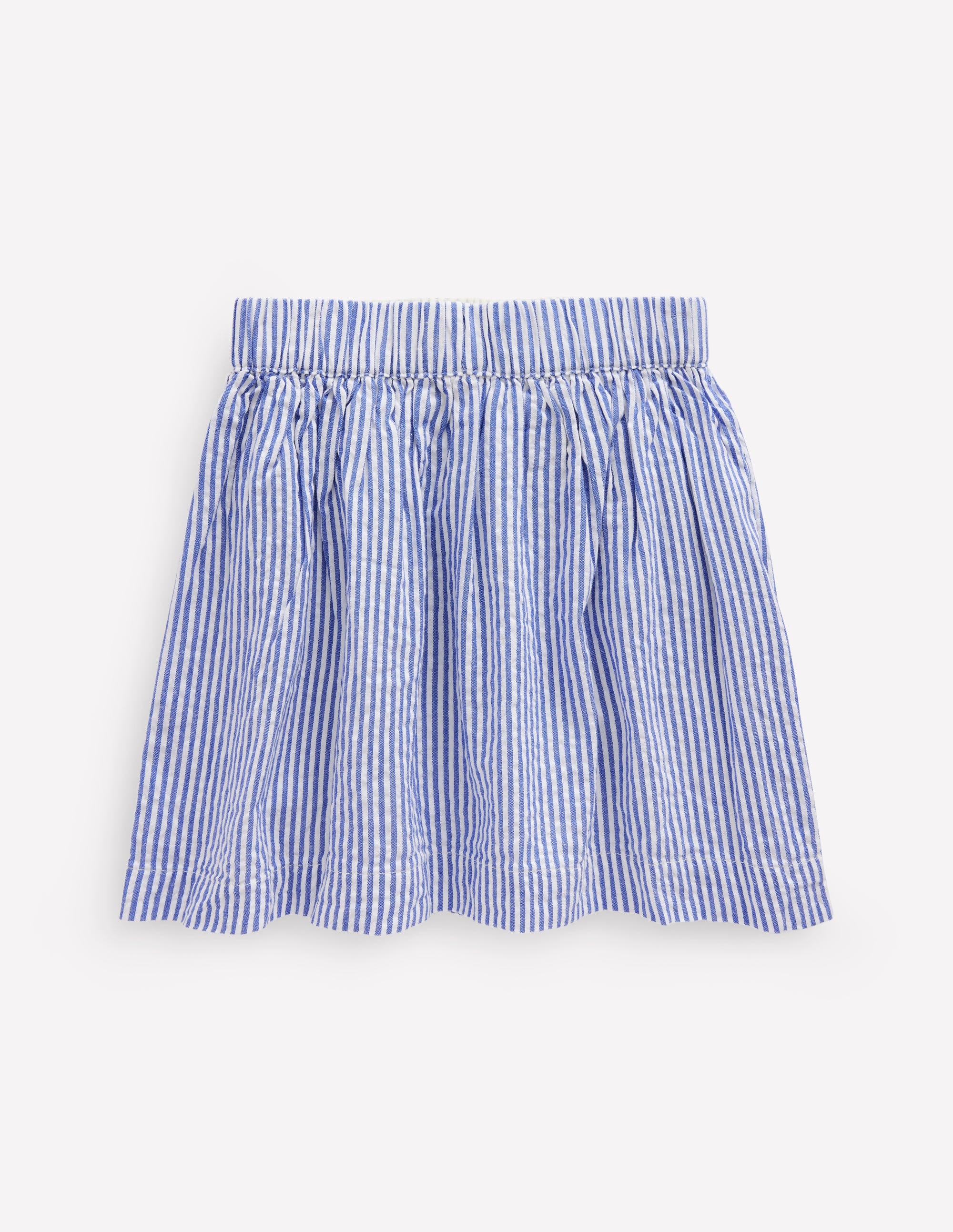 Applique Pocket Skirt-Blue Ticking Floral Stripe - Image 2