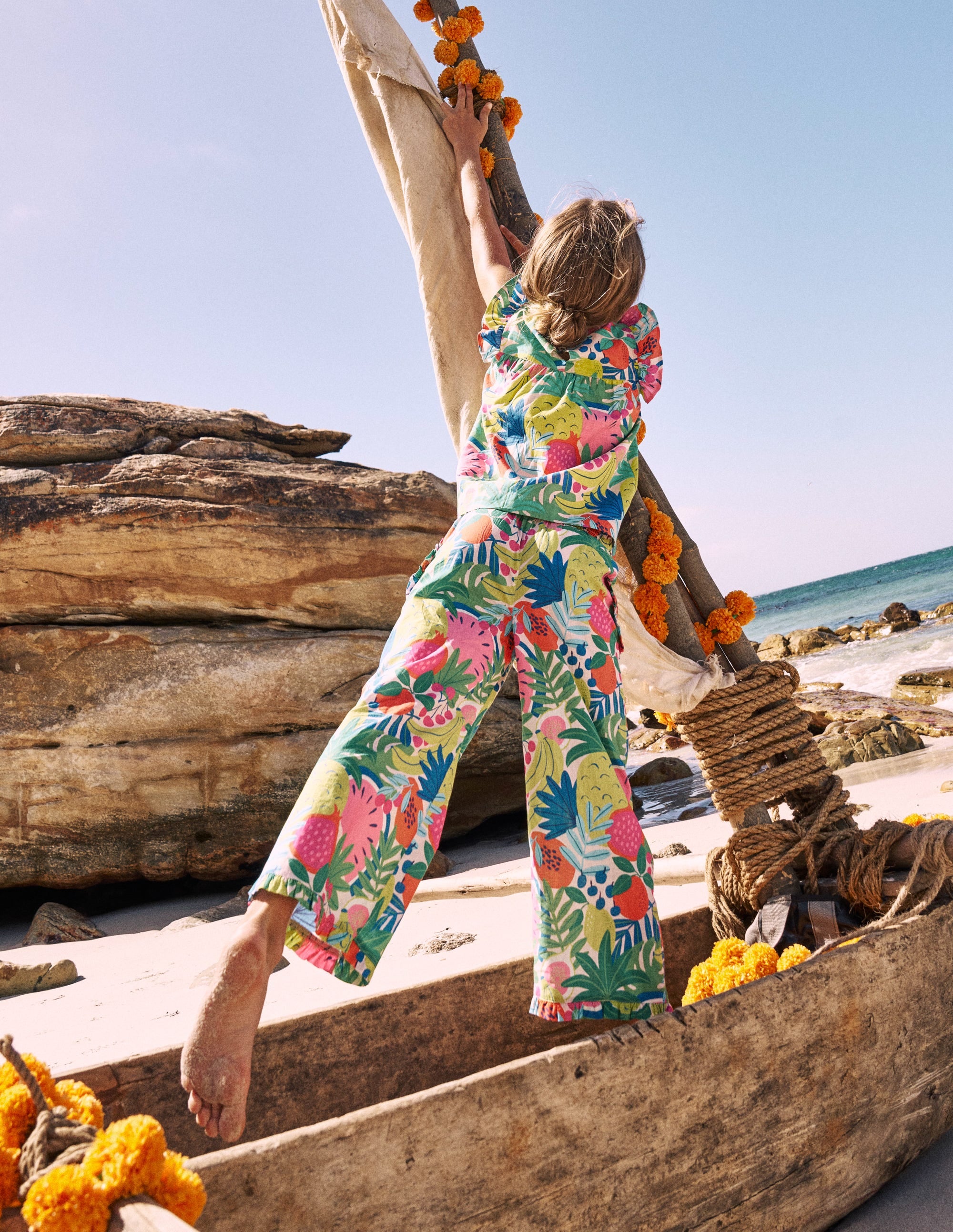 Nostalgic Frill Trousers-Multi Tropical Fruit - Image 4