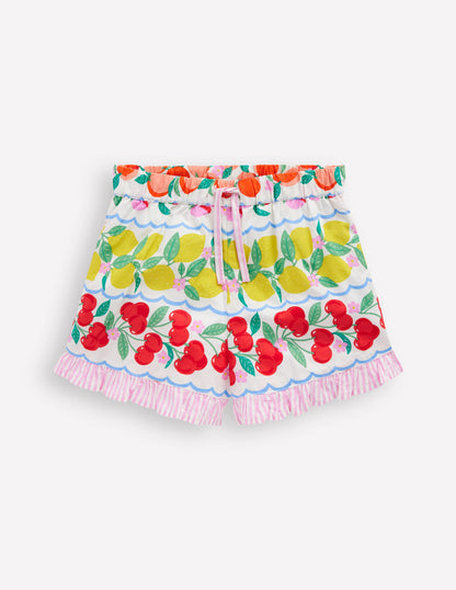 Juniper Woven Frill Shorts-Rainbow Fruit Stripe-1