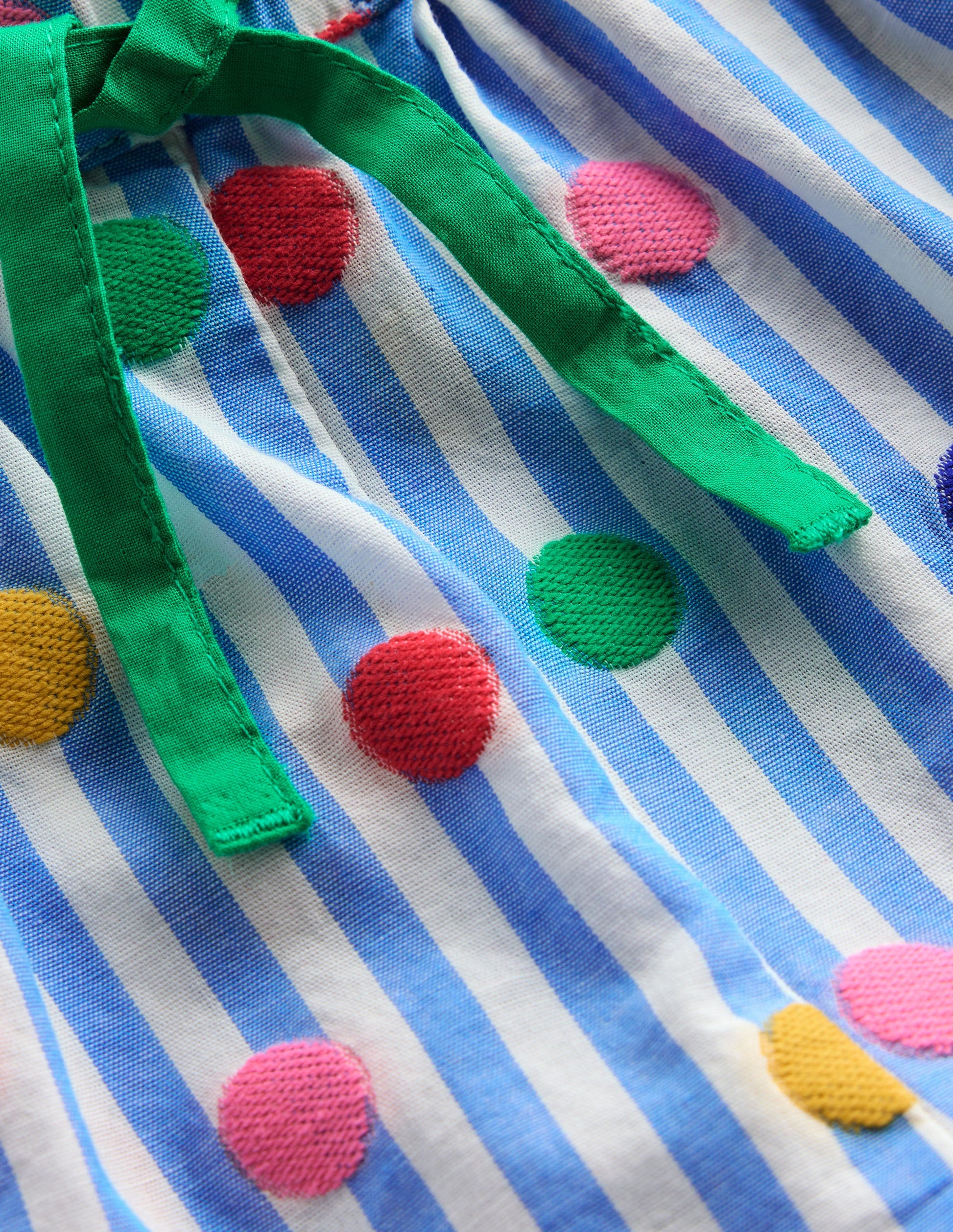 Juniper Woven Frill Shorts-Peacock Plume Blue Spot-3