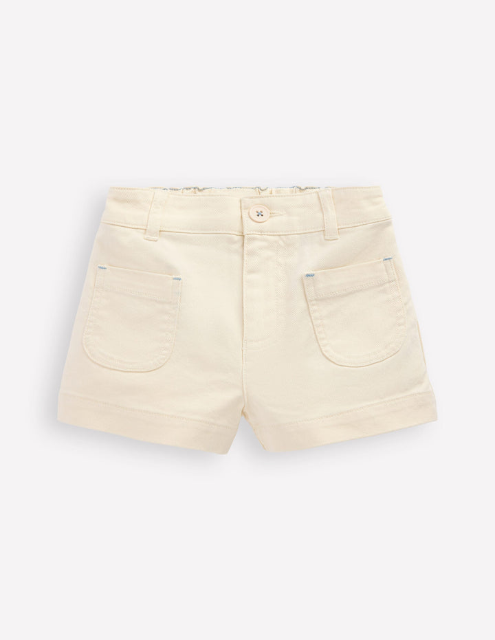 Patch Pocket Shorts-Vanilla White