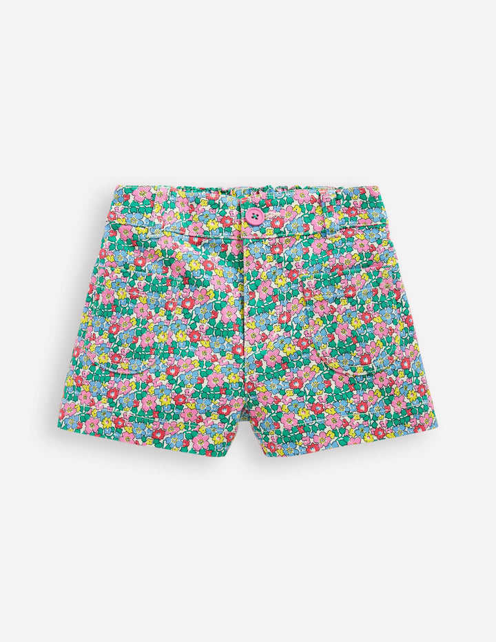 Patch Pocket Shorts-Multi Flowerbed