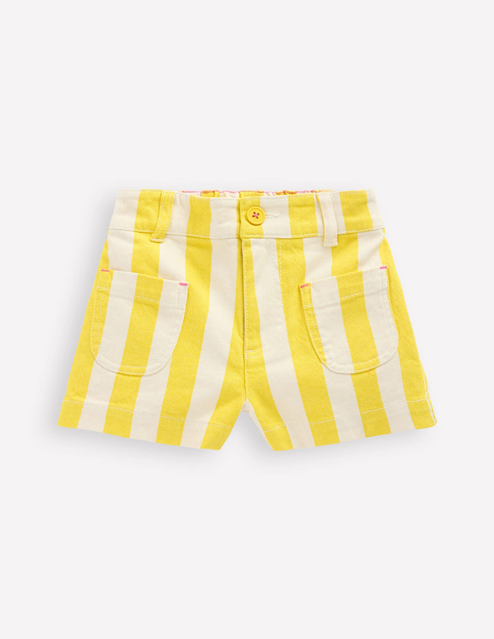 Patch Pocket Shorts-Pineapple Yellow Stripe