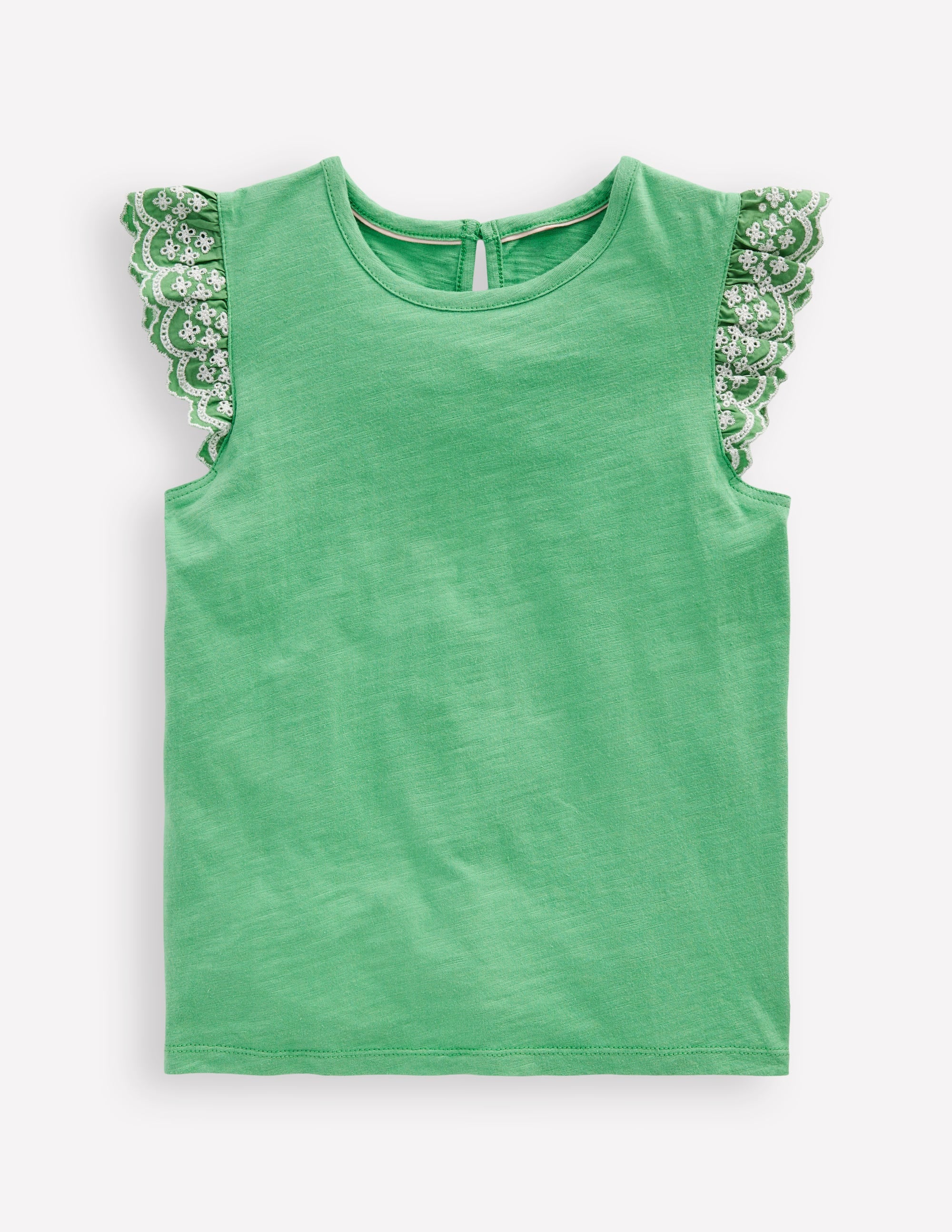 Margaret Broderie Frill Tee-Aloe Green - Image 1