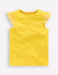 Margaret Broderie Frill Tee-Pineapple Yellow