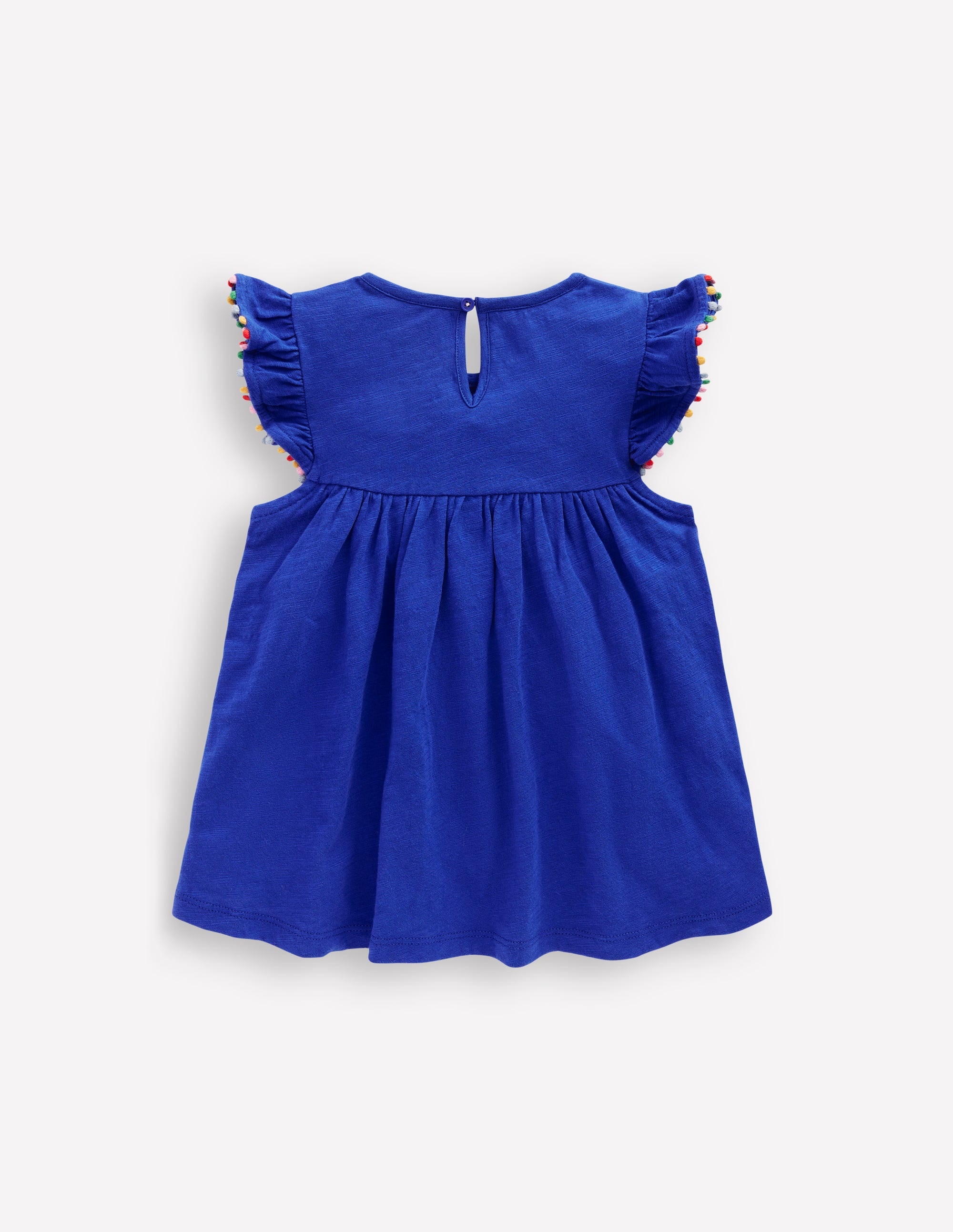 Frill Sleeve Pom Top-Bright Blue - Image 2