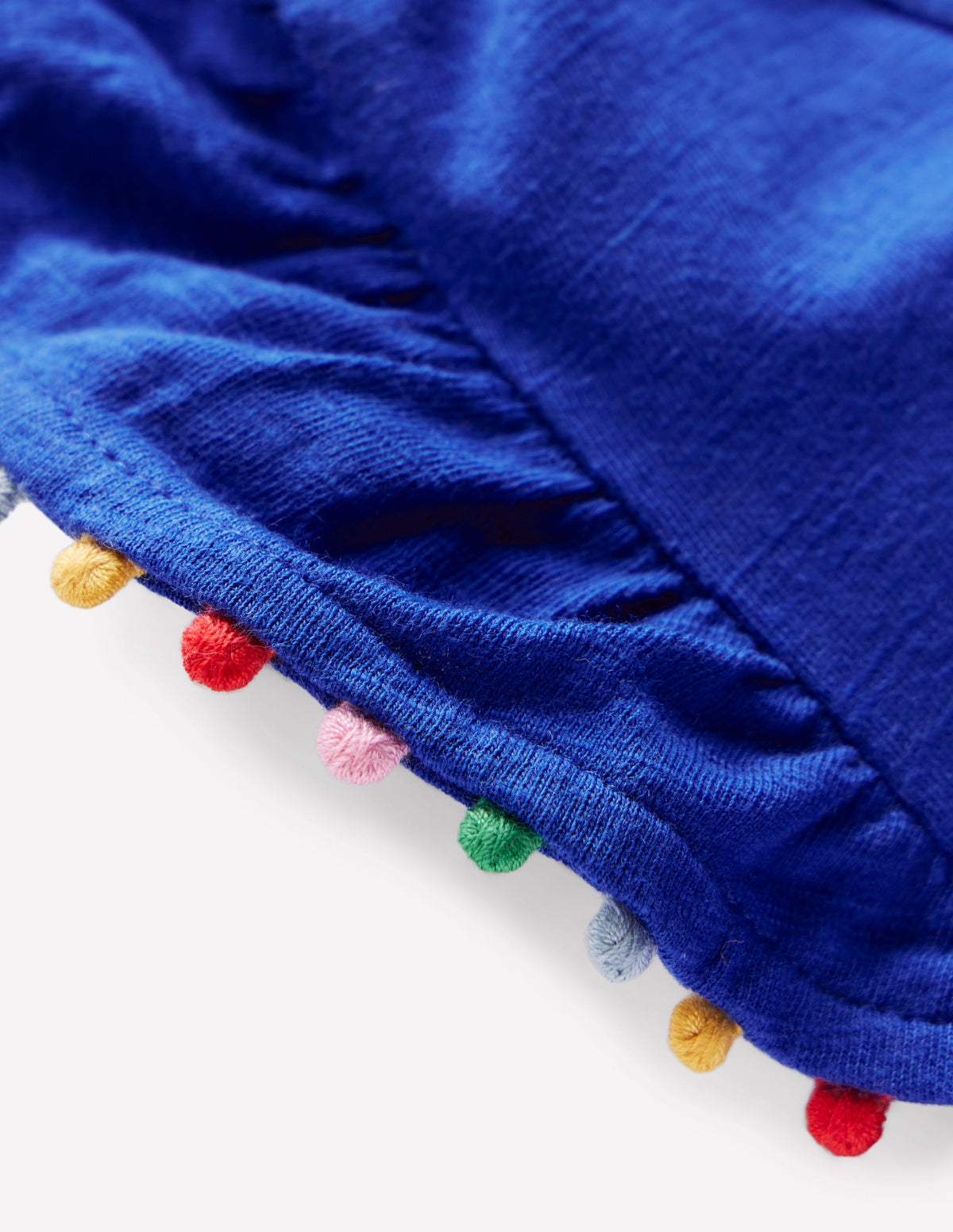 Frill Sleeve Pom Top-Bright Blue - Image 3