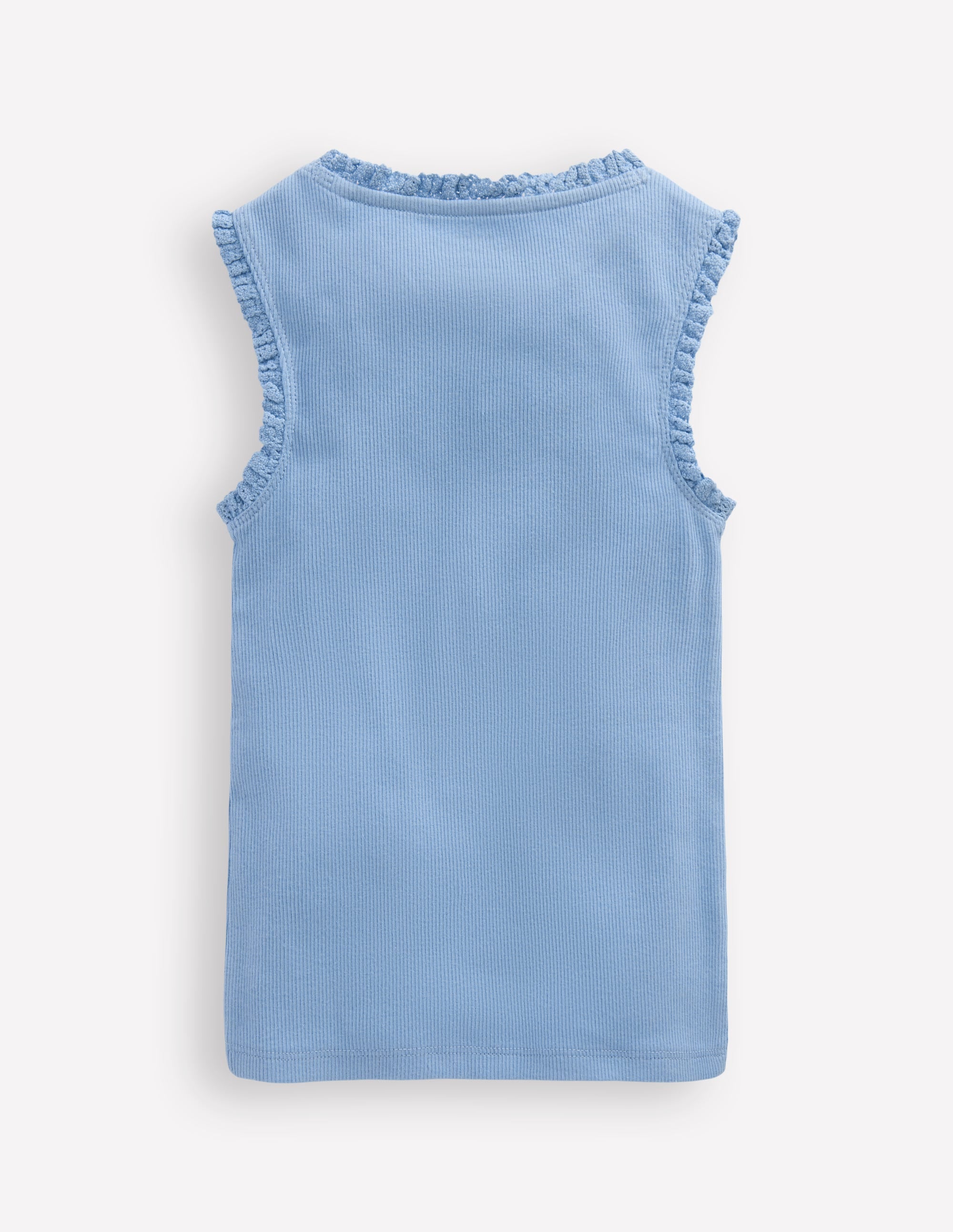 Ribbed Lace Trim Vest-Glacier Blue - Image 2