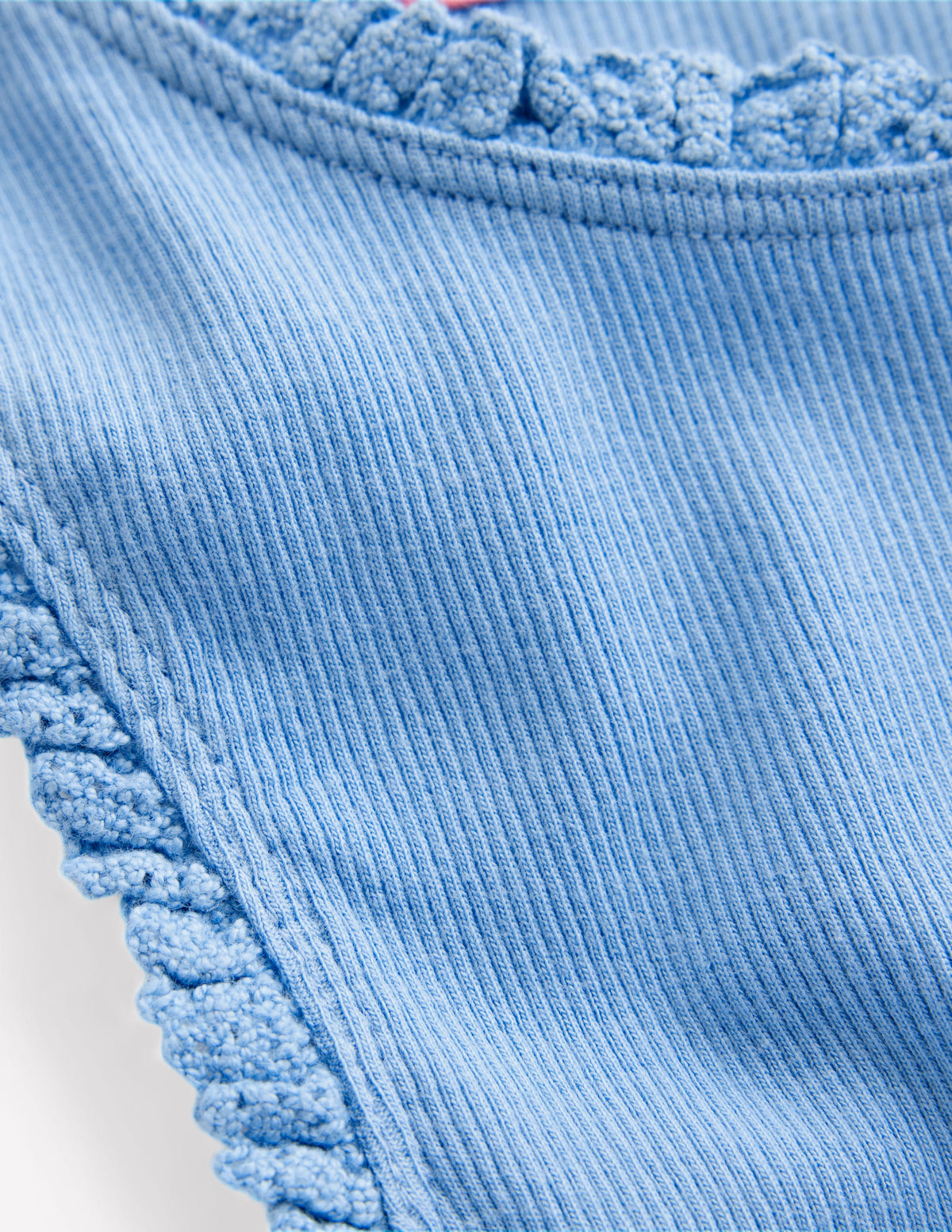 Ribbed Lace Trim Vest-Glacier Blue - Image 3