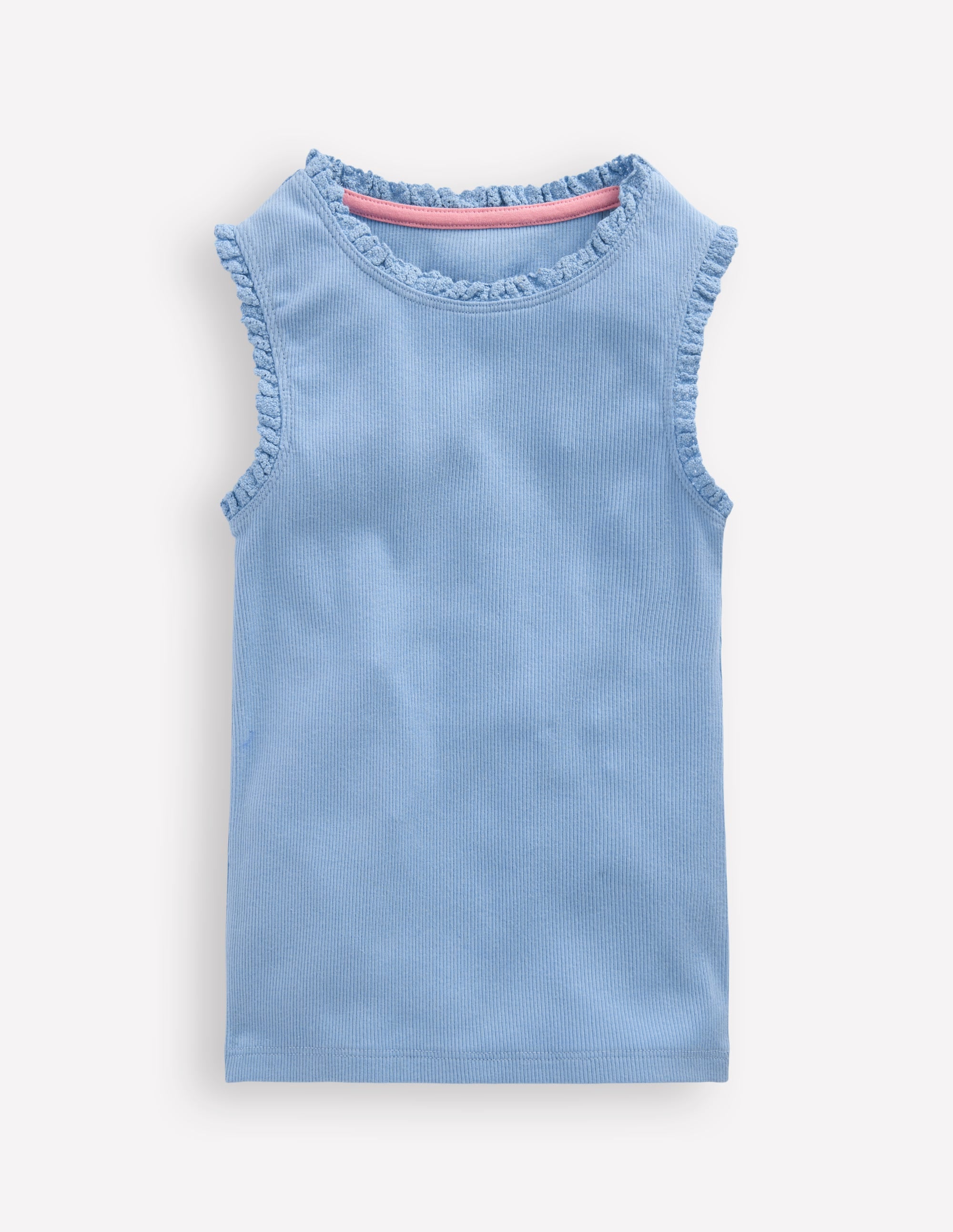 Ribbed Lace Trim Vest-Glacier Blue - Image 1