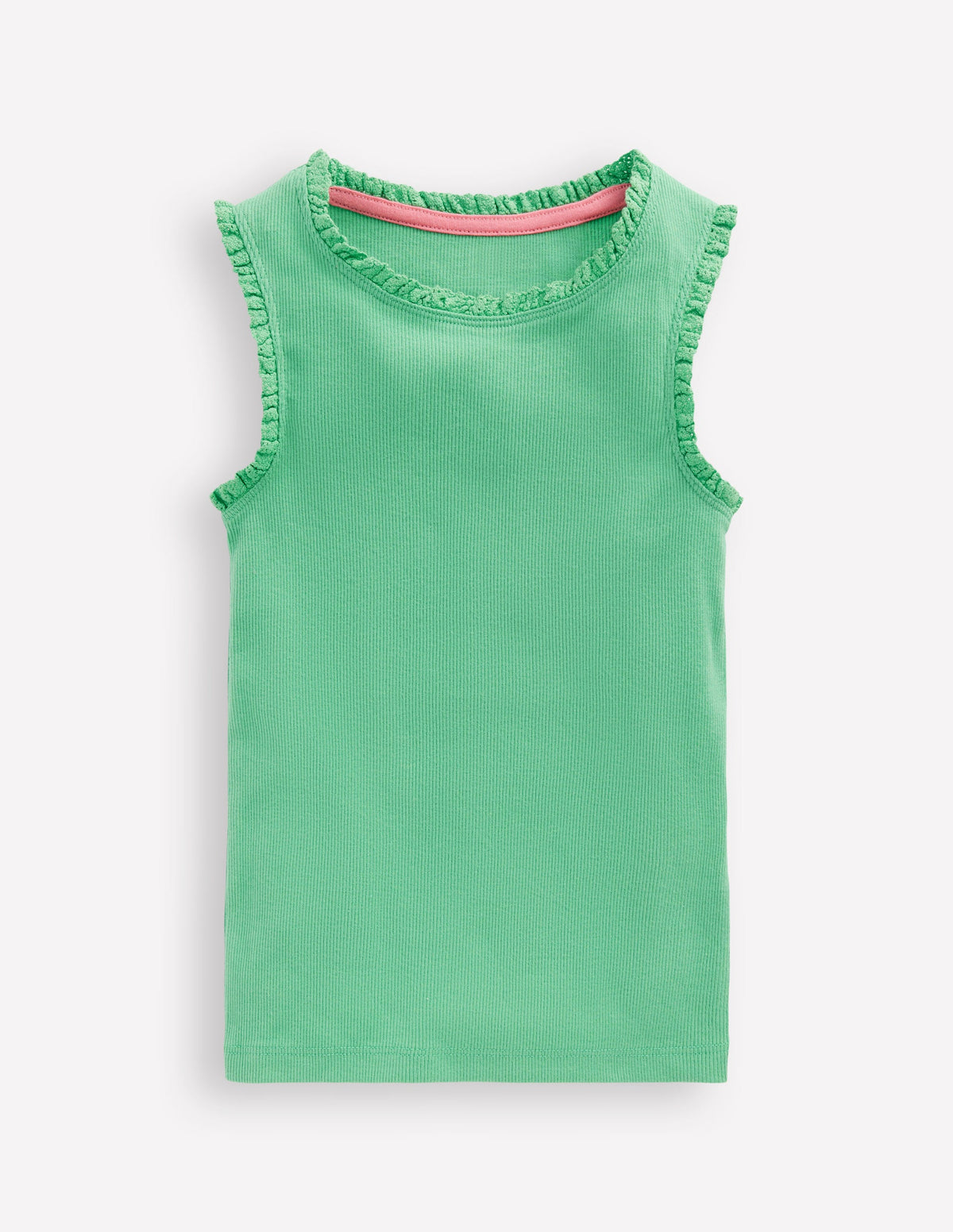 Ribbed Lace Trim Vest-Aloe Green - Image 1