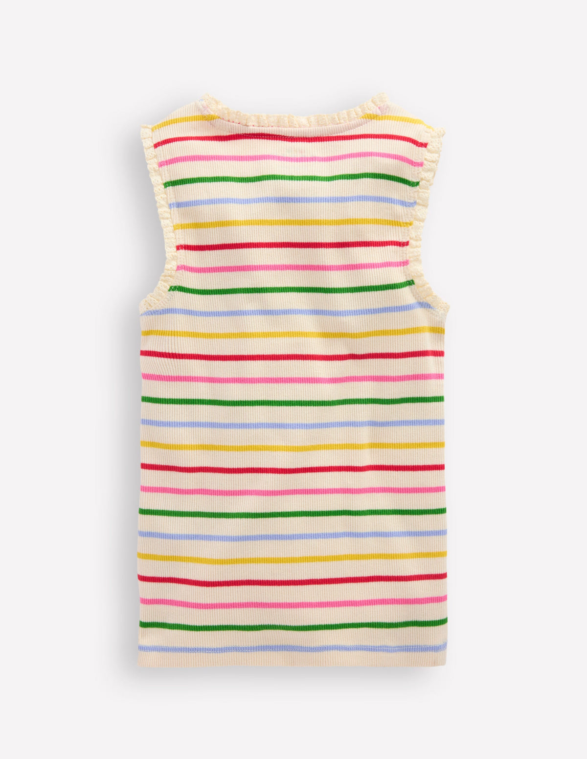 Ribbed Lace Trim Vest-Multi Stripe - Image 1
