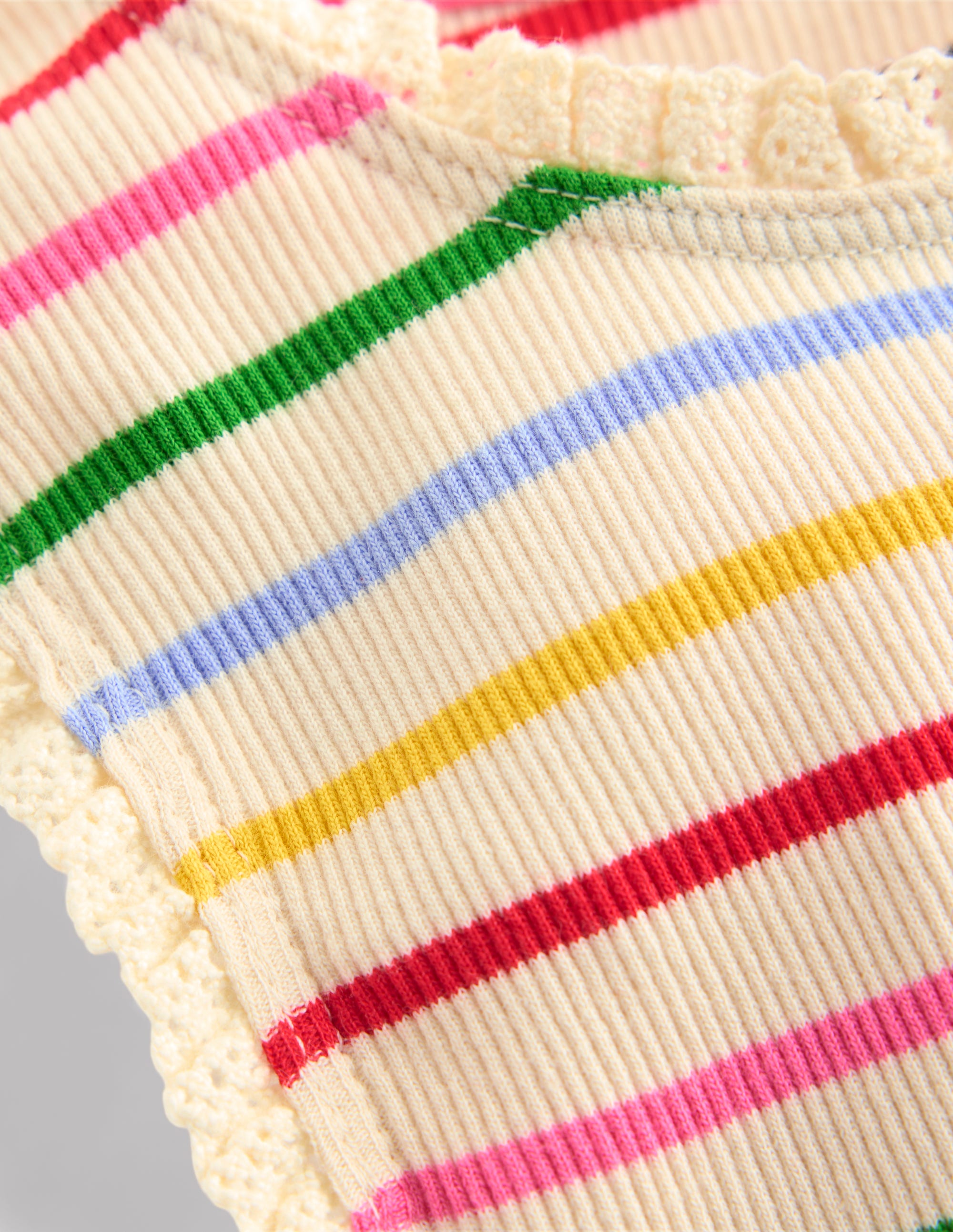 Ribbed Lace Trim Vest-Multi Stripe - Image 3