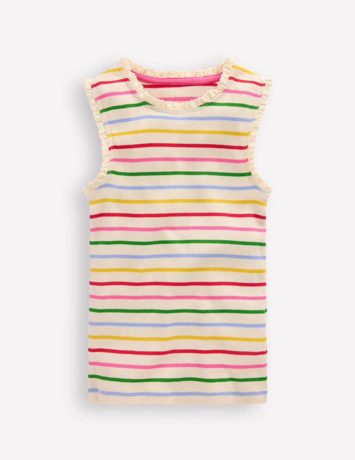 Ribbed Lace Trim Vest-Multi Stripe - Image 2