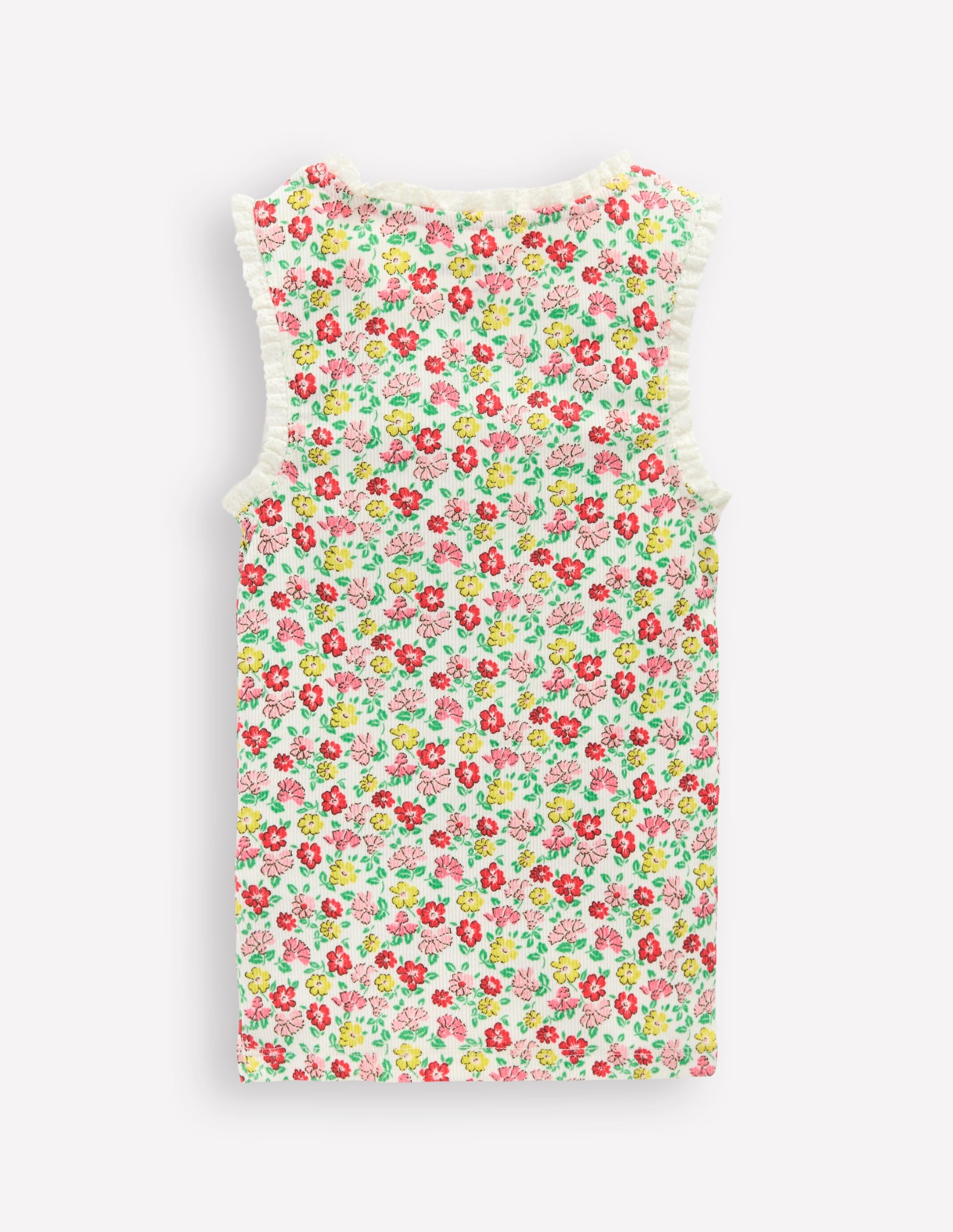 Ribbed Lace Trim Vest-Multi Summer Flowerbed - Image 5