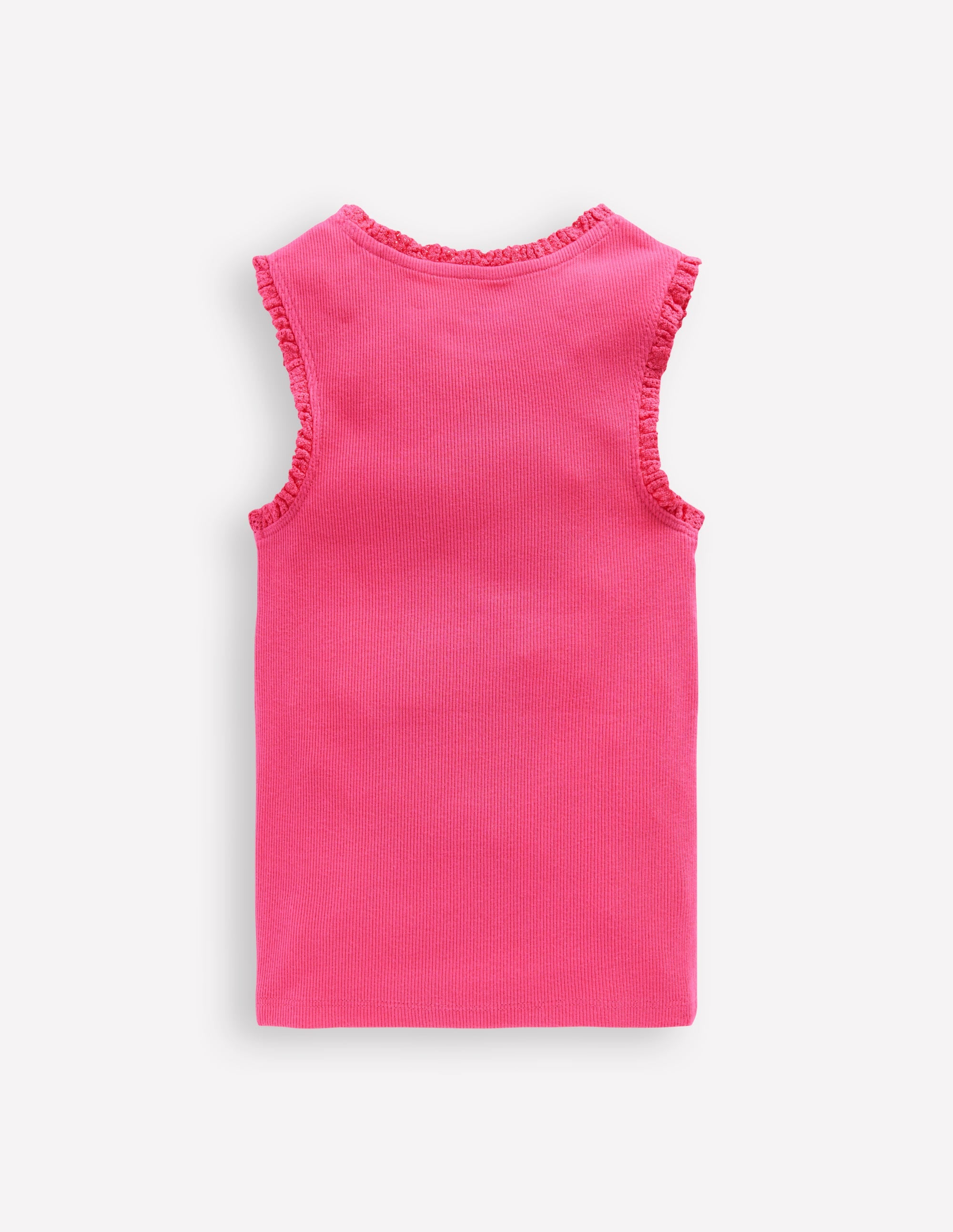 Ribbed Lace Trim Vest-Flamingo Pink - Image 2