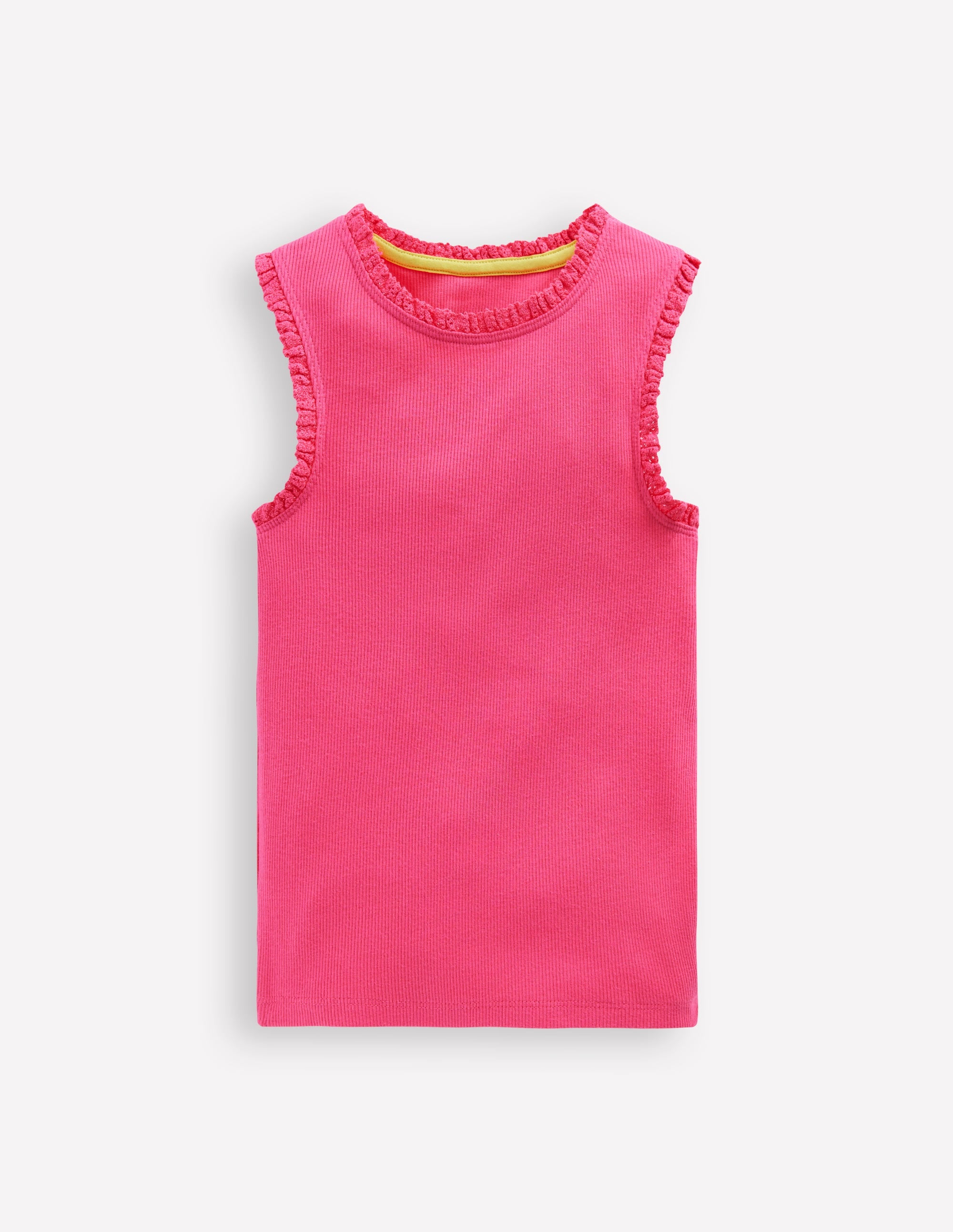 Ribbed Lace Trim Vest-Flamingo Pink - Image 1