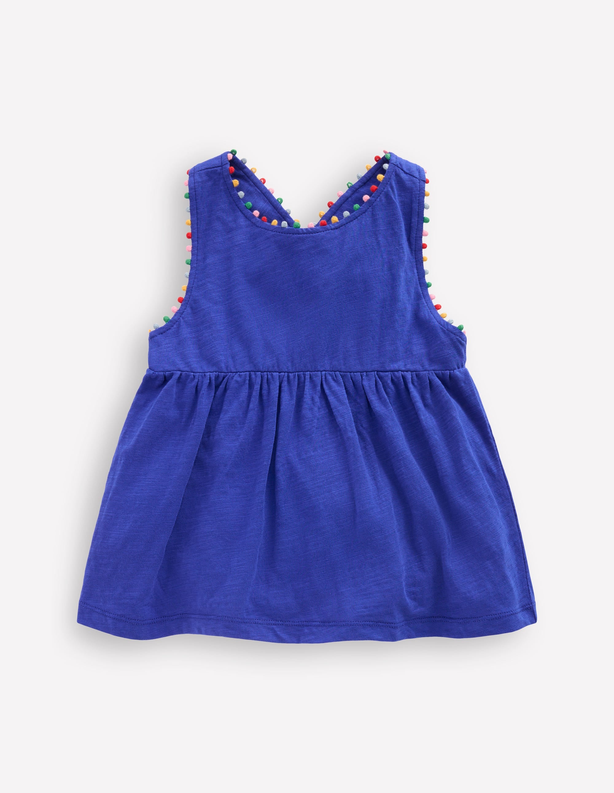 Cross-back Pom Vest-Bright Blue - Image 1